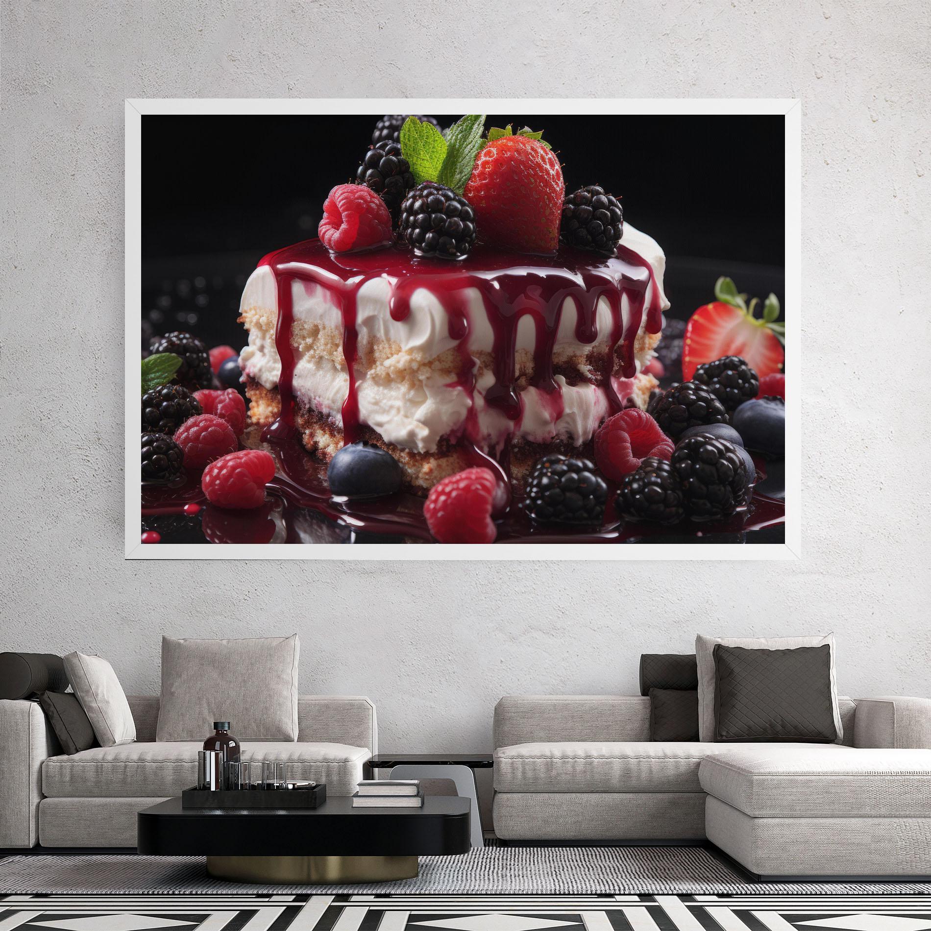 Картина на платно Berries Cream Dessert mockup 2