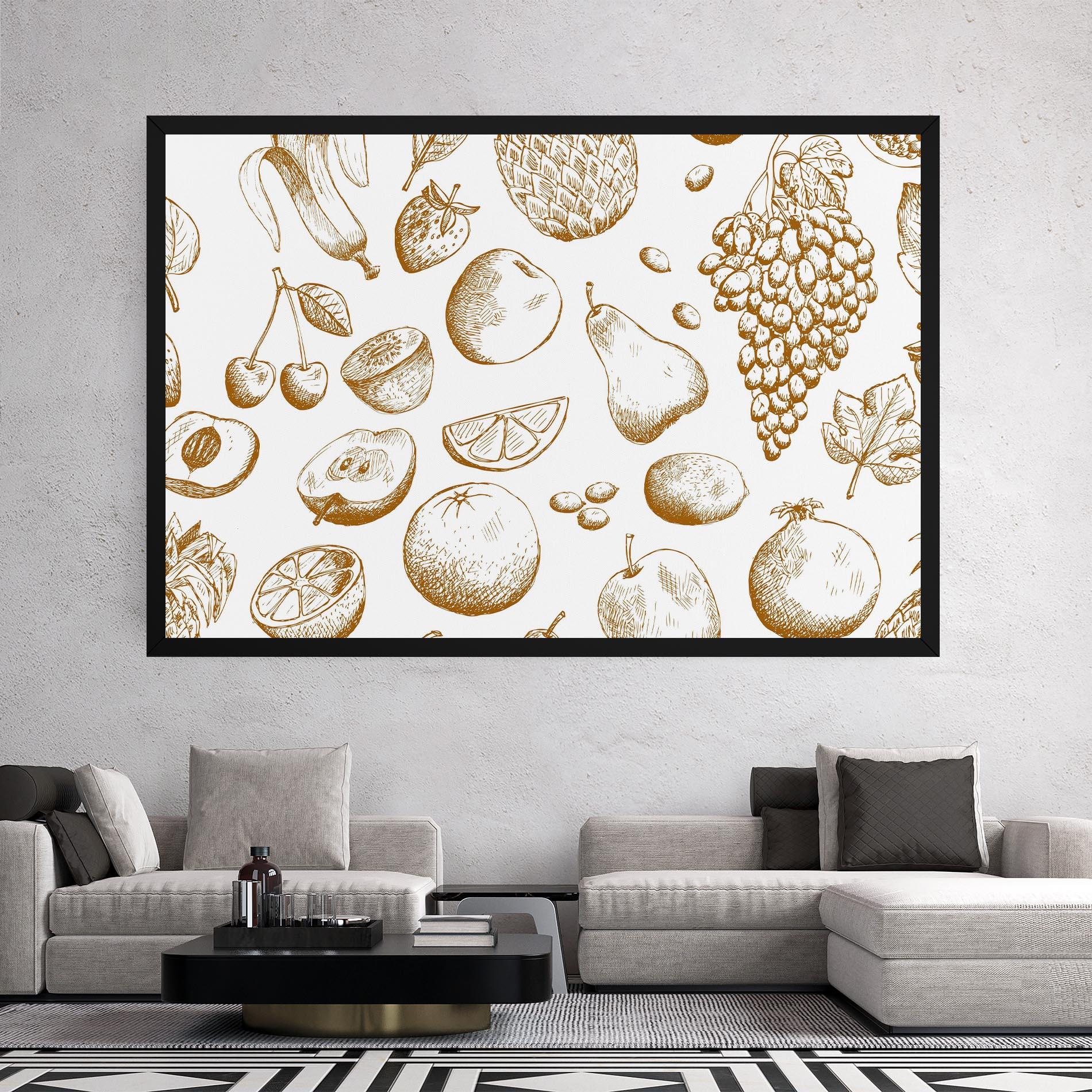 Картина на платно Floating Fruits mockup 2