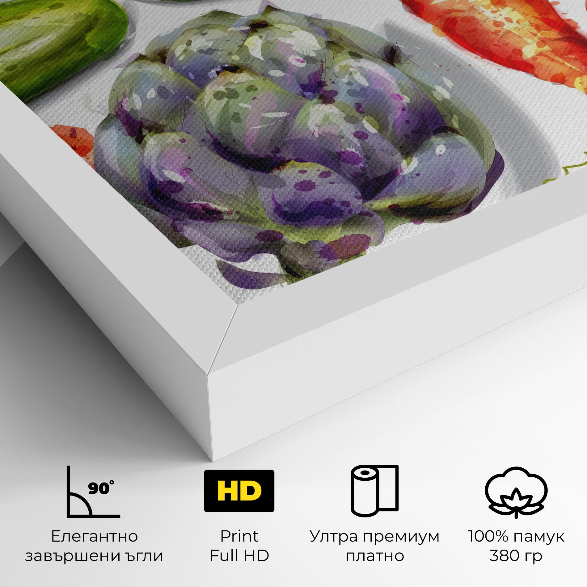 Картина на платно Watercolor Vegetables mockup 4