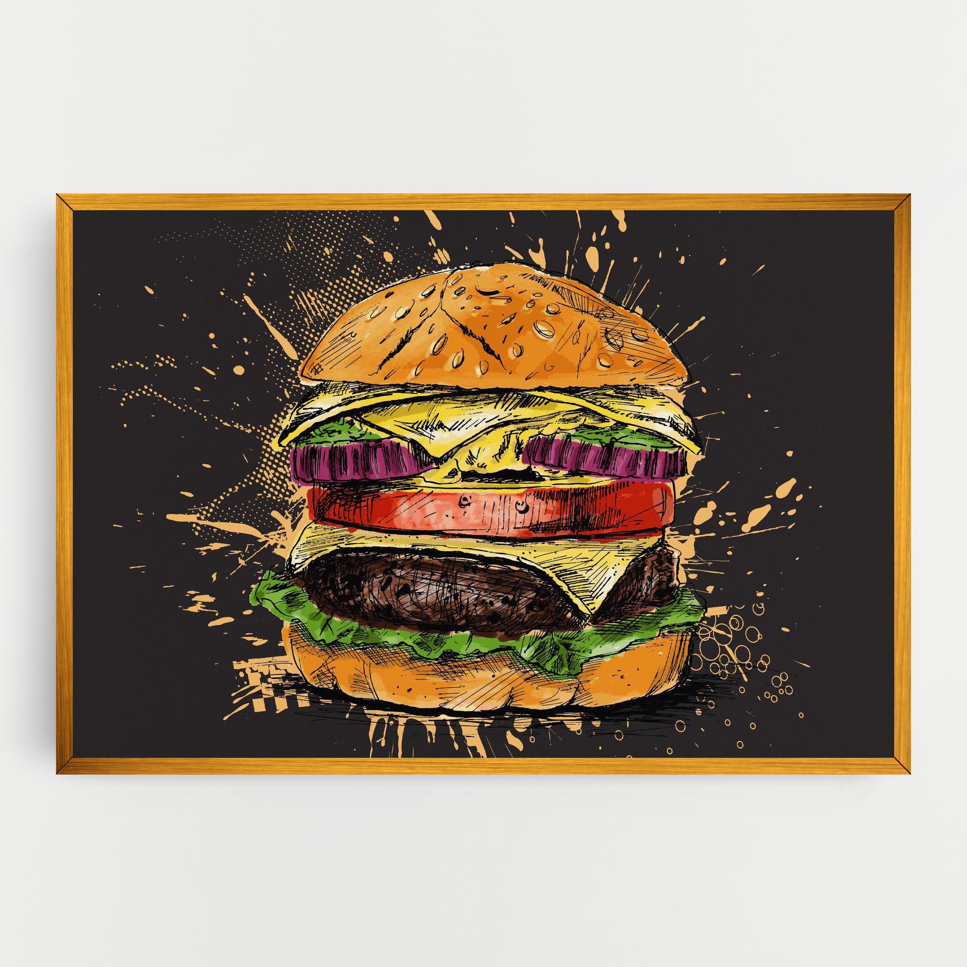 Картина на платно Burger Drawing mockup 0