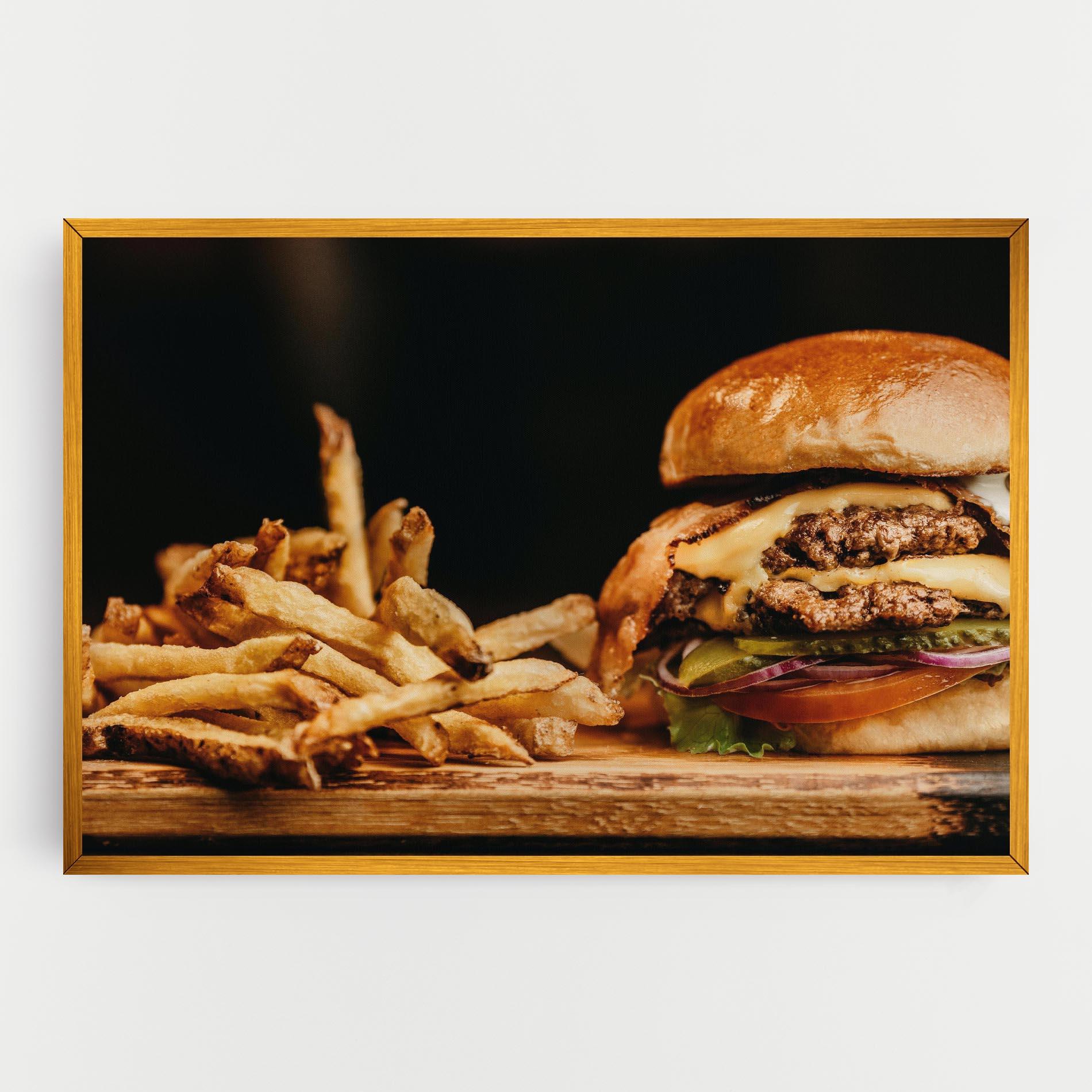 Картина на платно Hamburger With Fries mockup 0