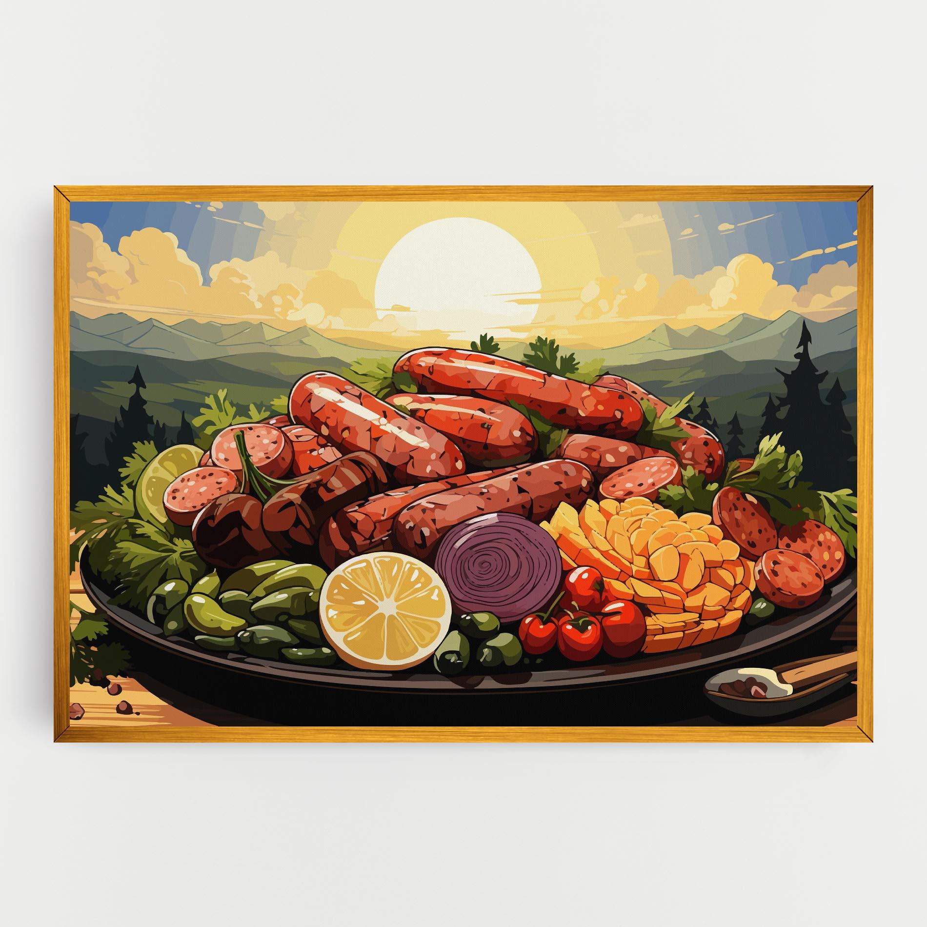 Картина на платно Sunset Sousages mockup 0