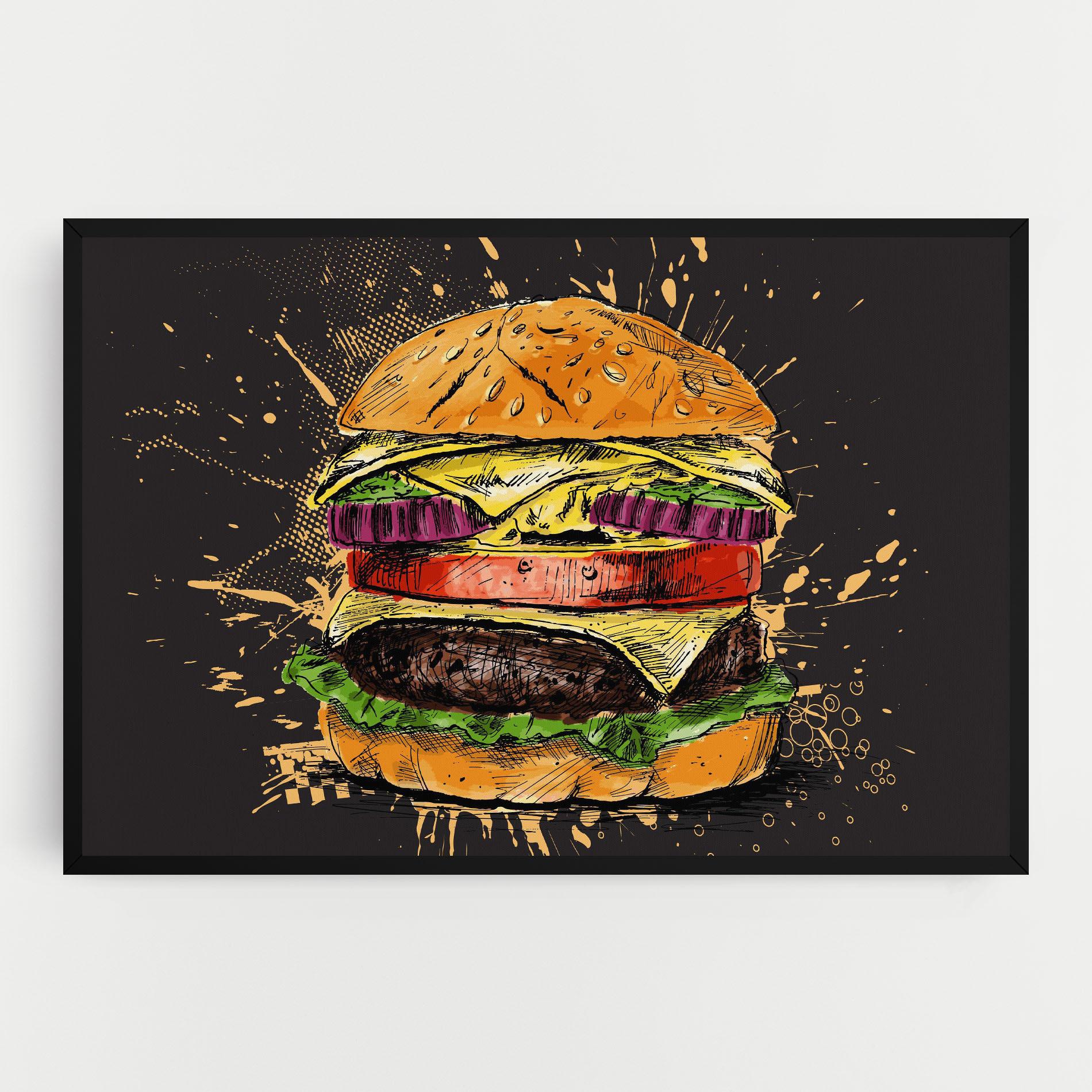 Картина на платно Burger Drawing mockup 0