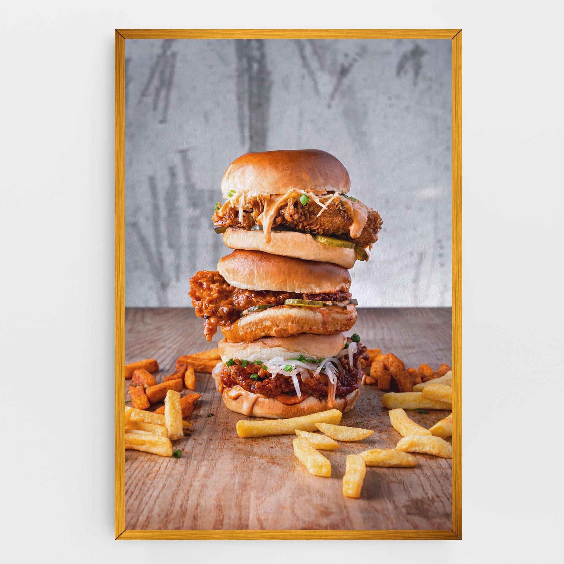 Картина на платно Triple Hamburger mockup 0