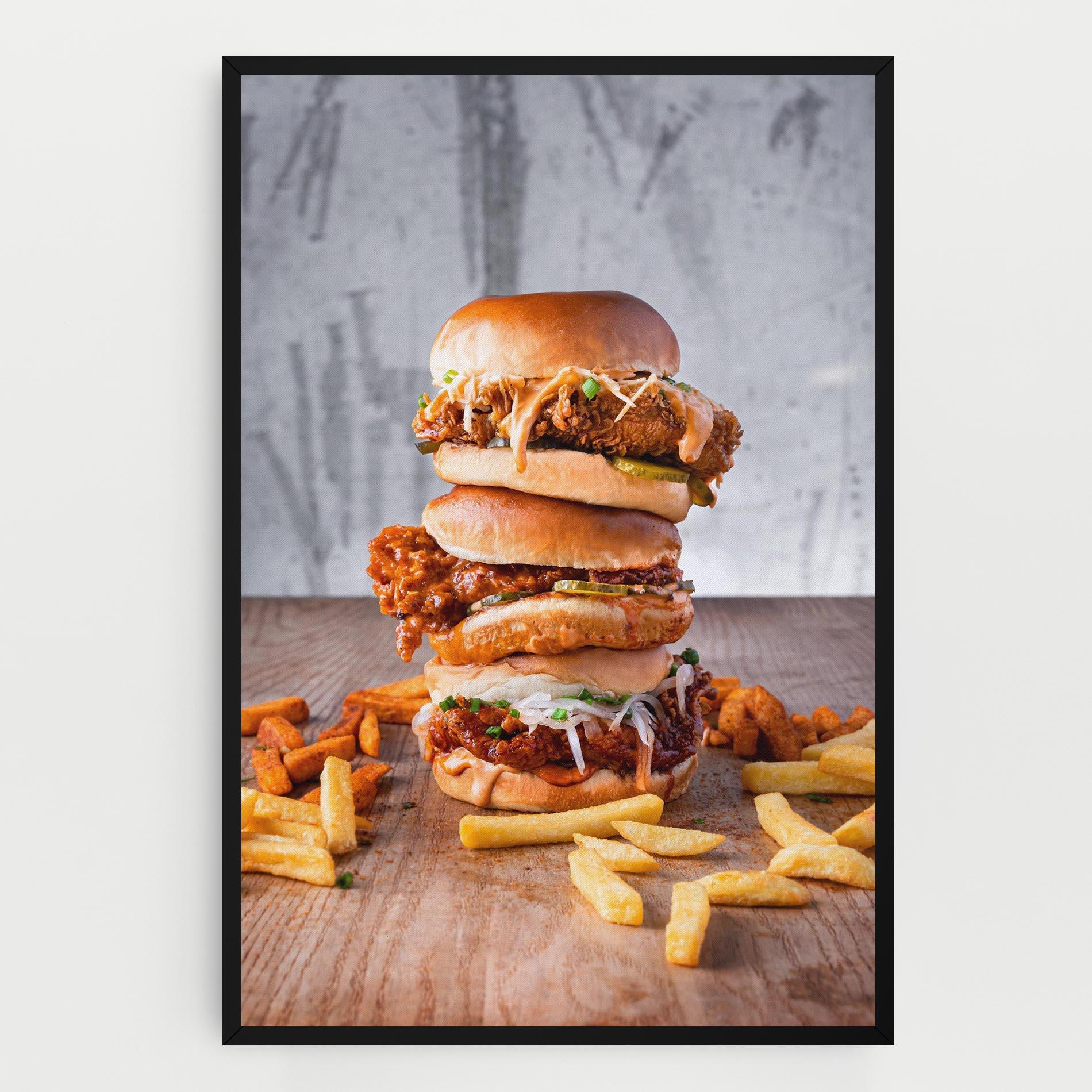 Картина на платно Triple Hamburger mockup 0
