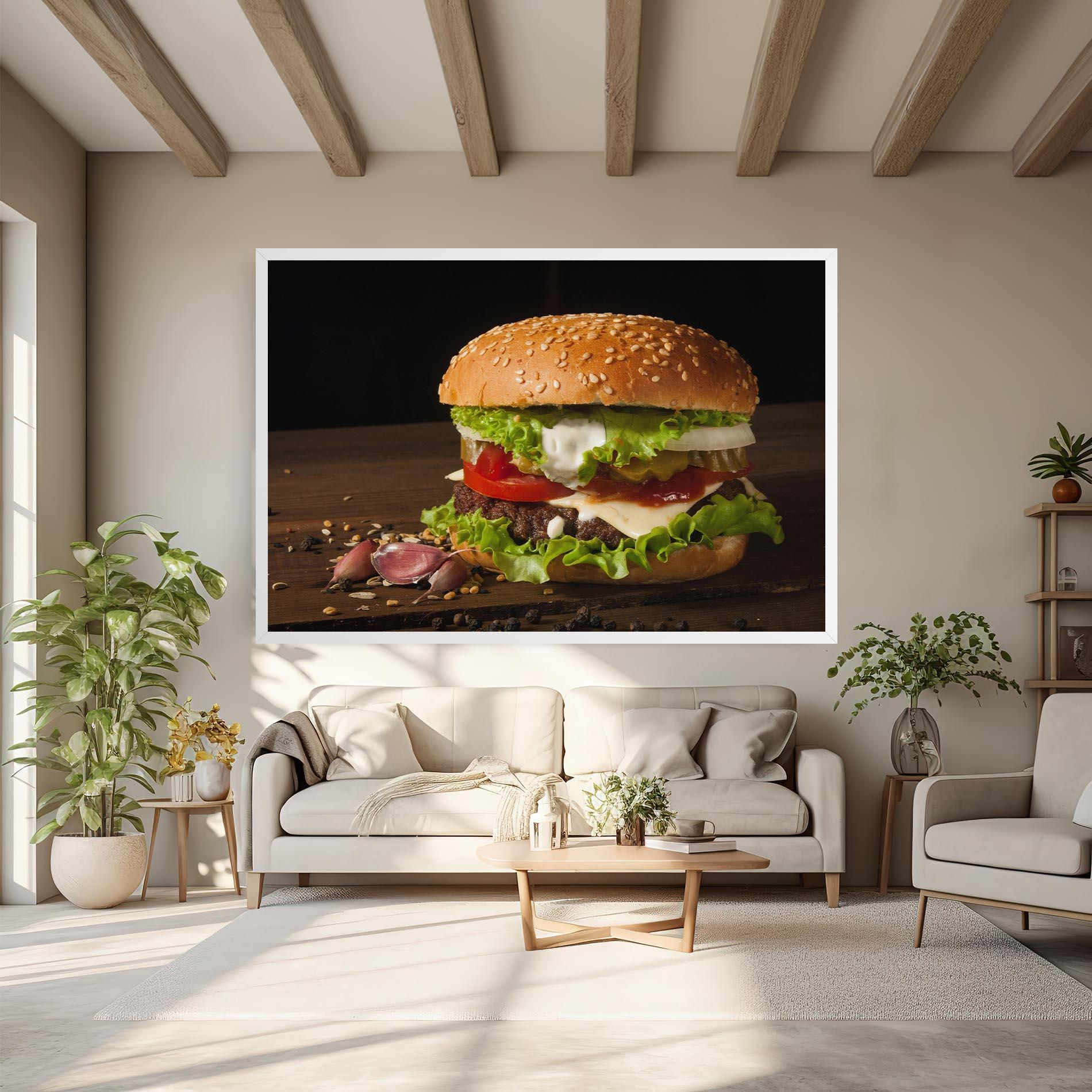 Картина на платно Delicious Hamburger mockup 6