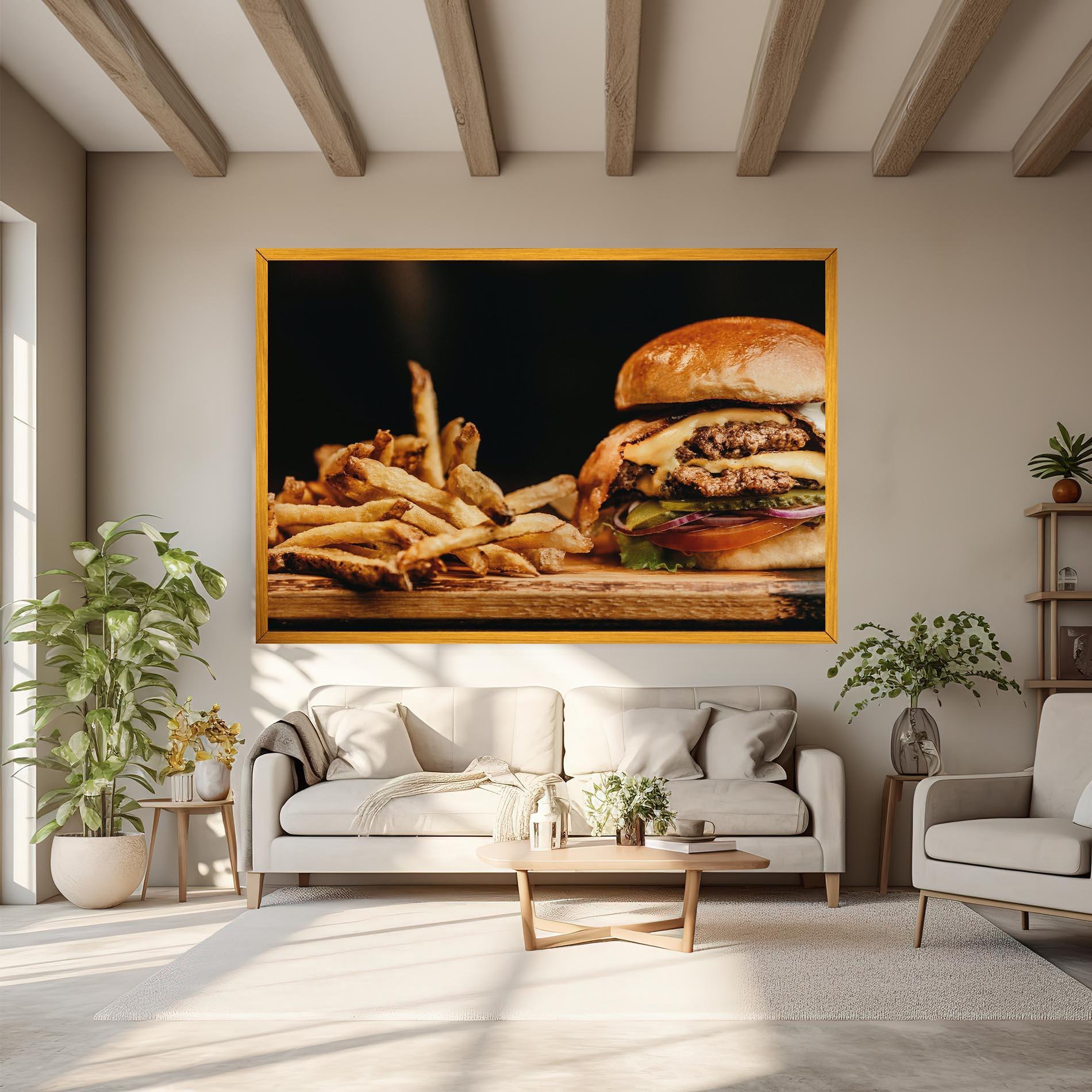 Картина на платно Hamburger With Fries mockup 6