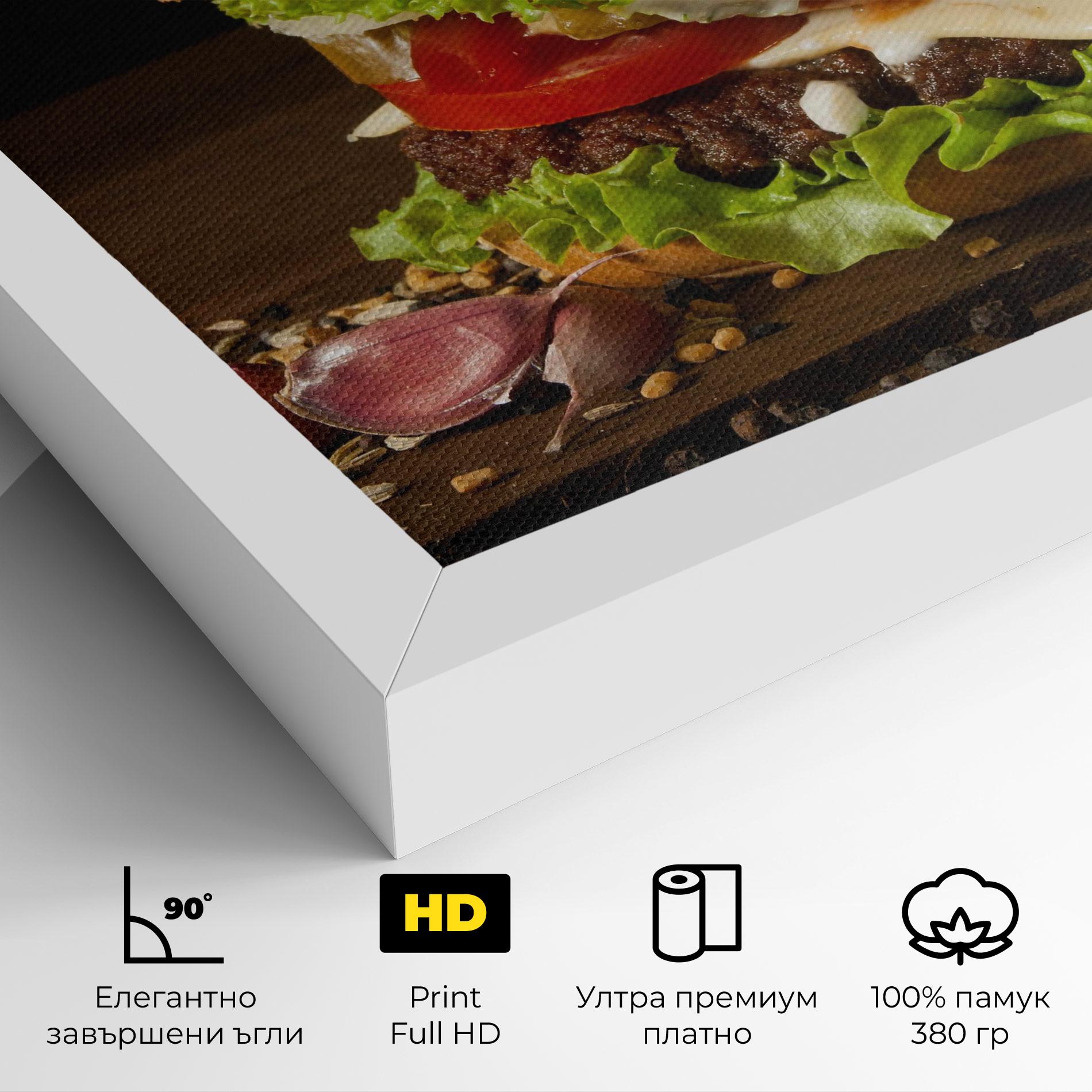 Картина на платно Delicious Hamburger mockup 4