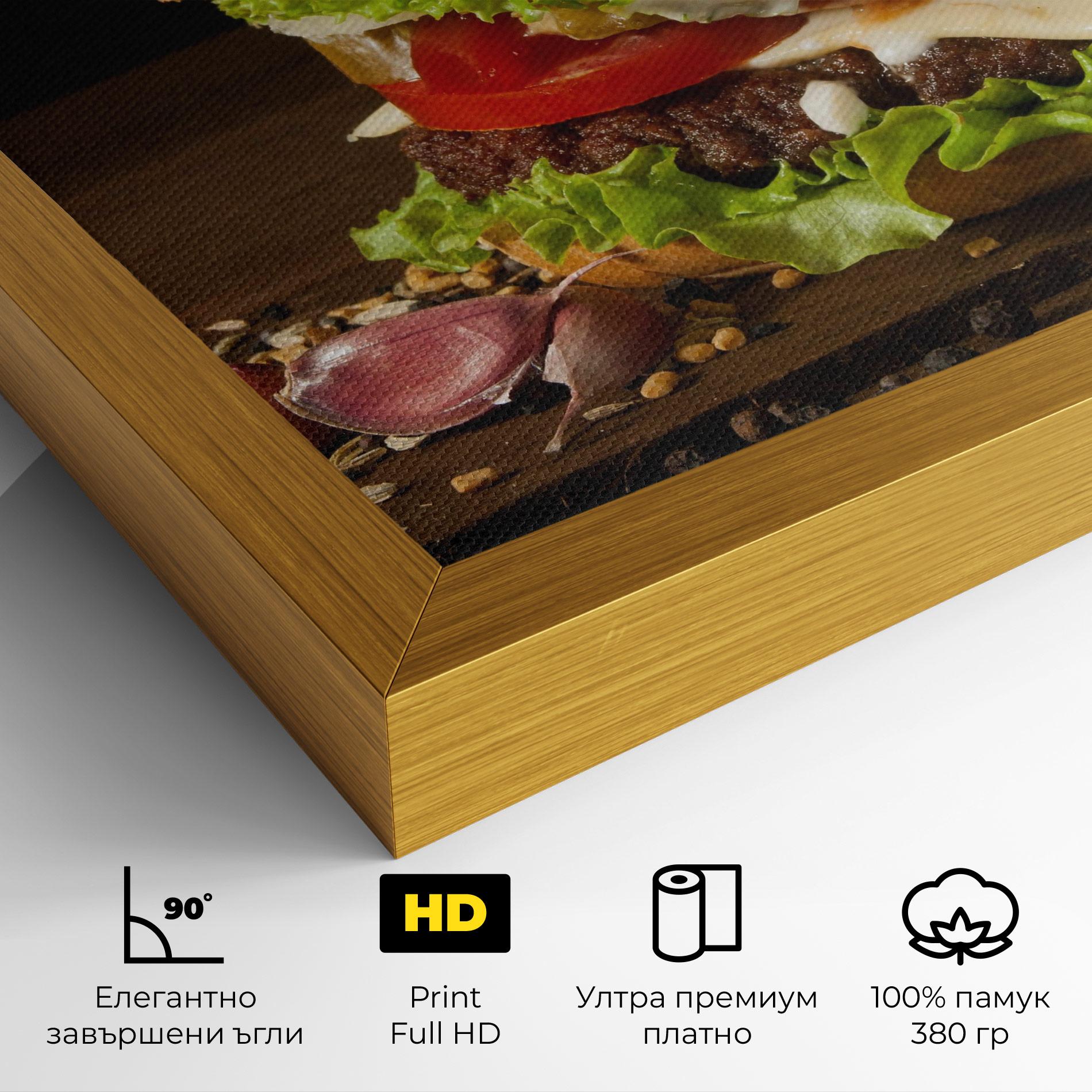 Картина на платно Delicious Hamburger mockup 4