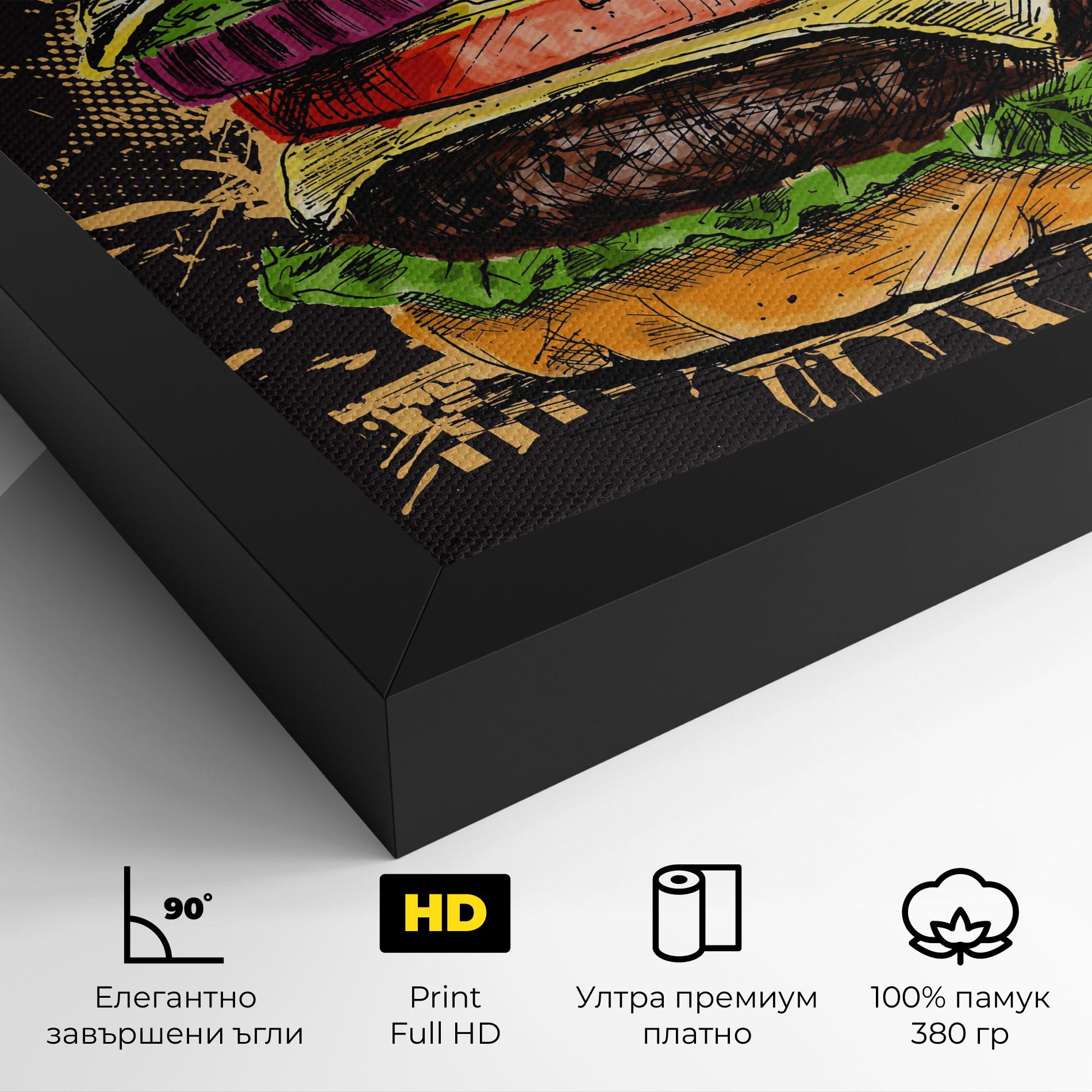 Картина на платно Burger Drawing mockup 4