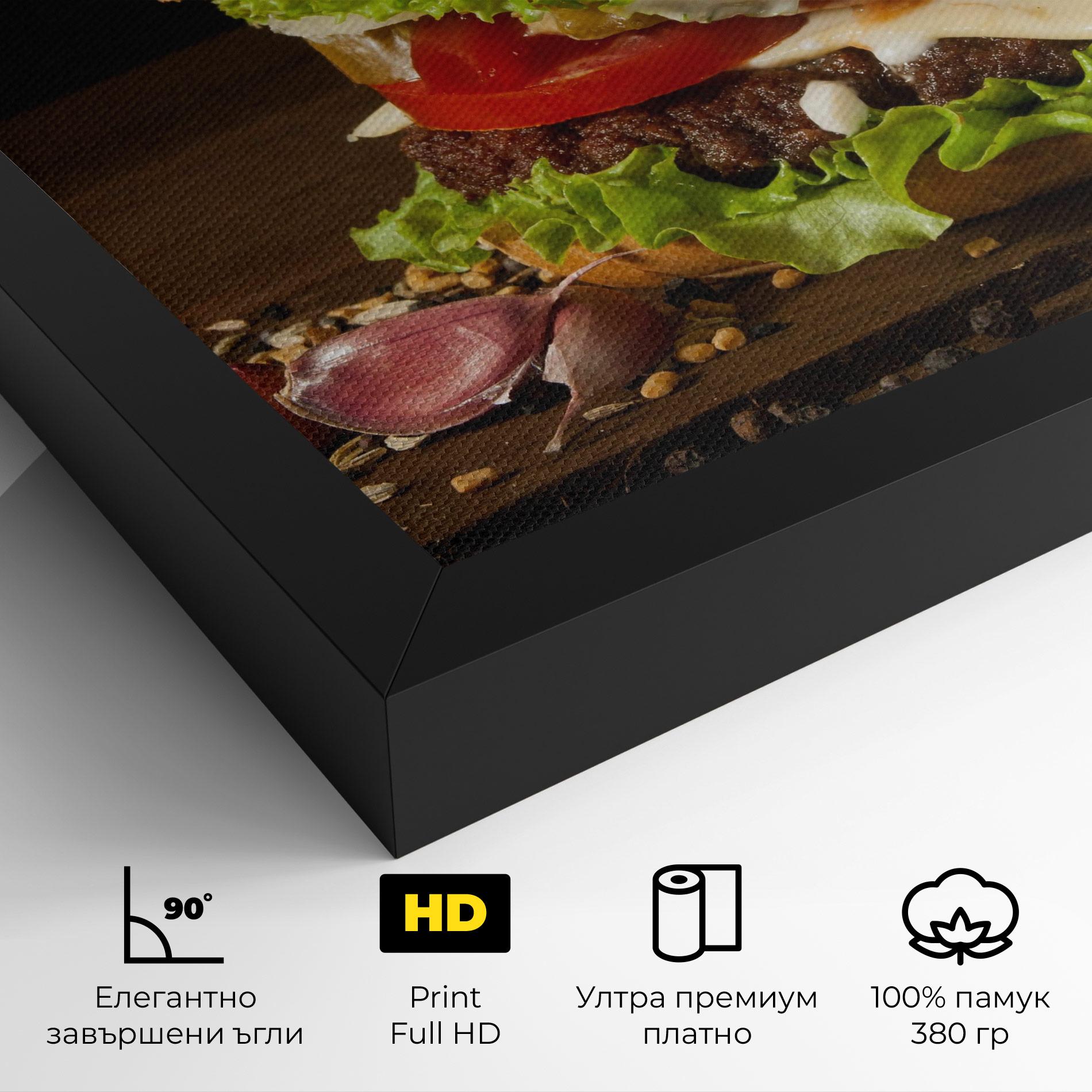Картина на платно Delicious Hamburger mockup 4