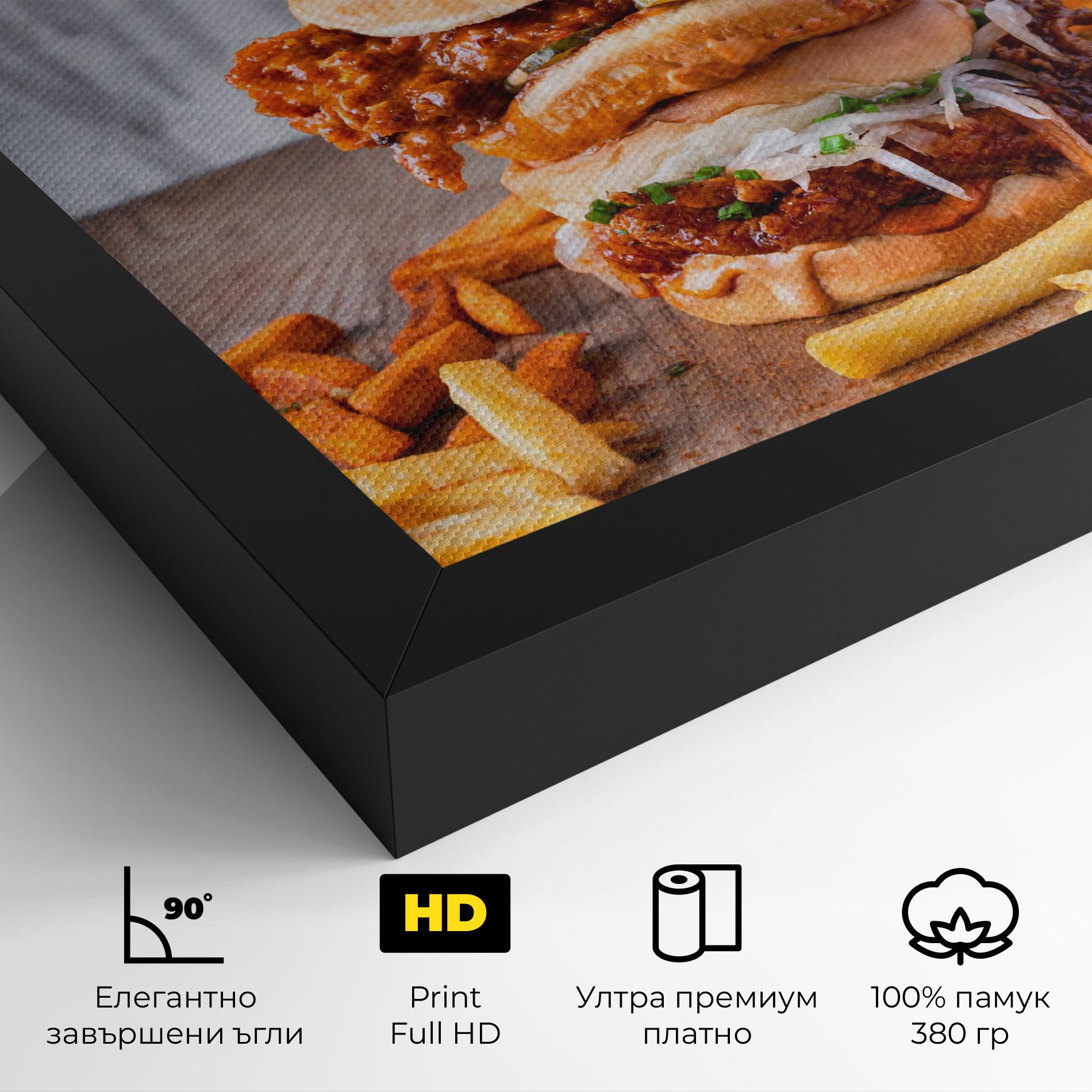 Картина на платно Triple Hamburger mockup 4