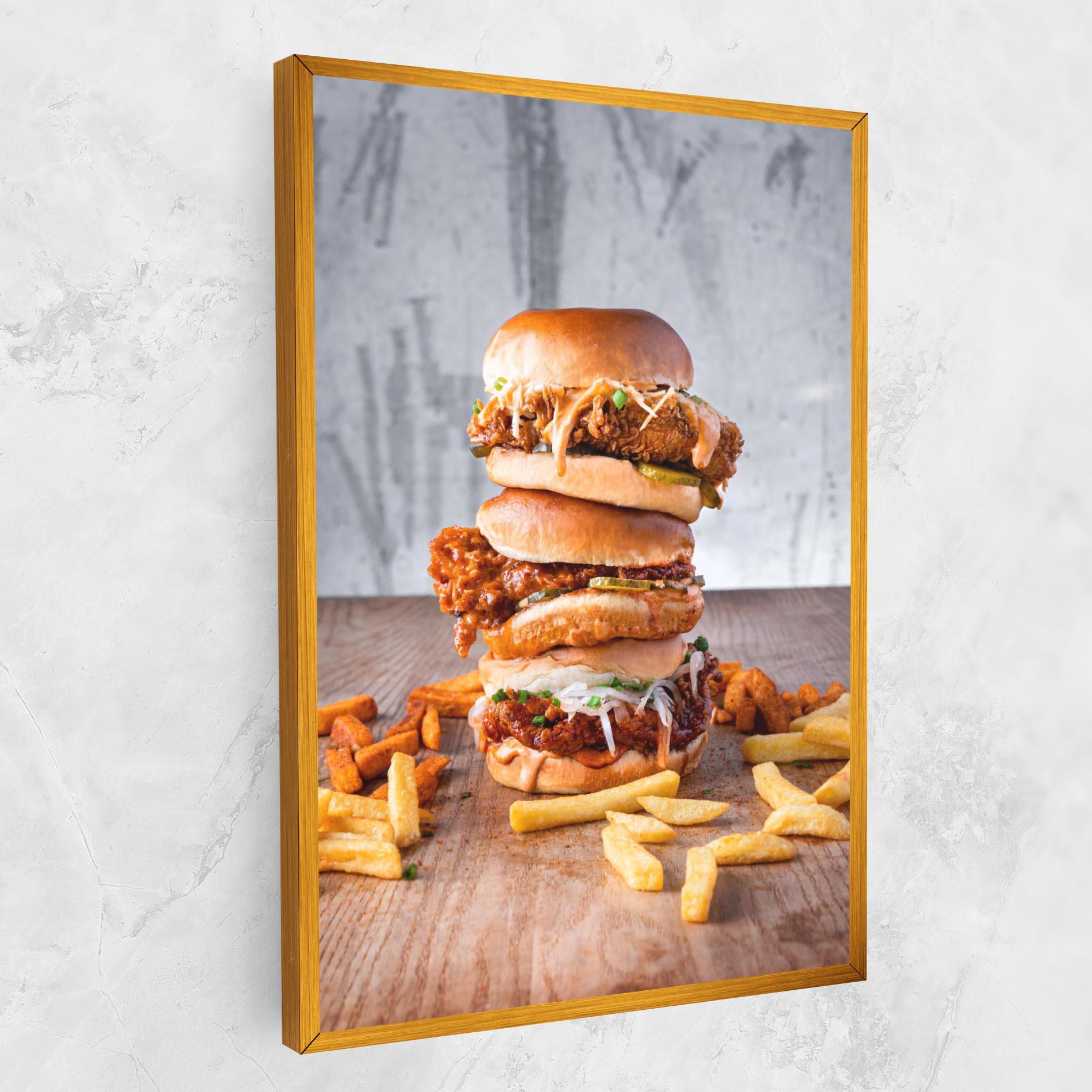 Картина на платно Triple Hamburger mockup 1