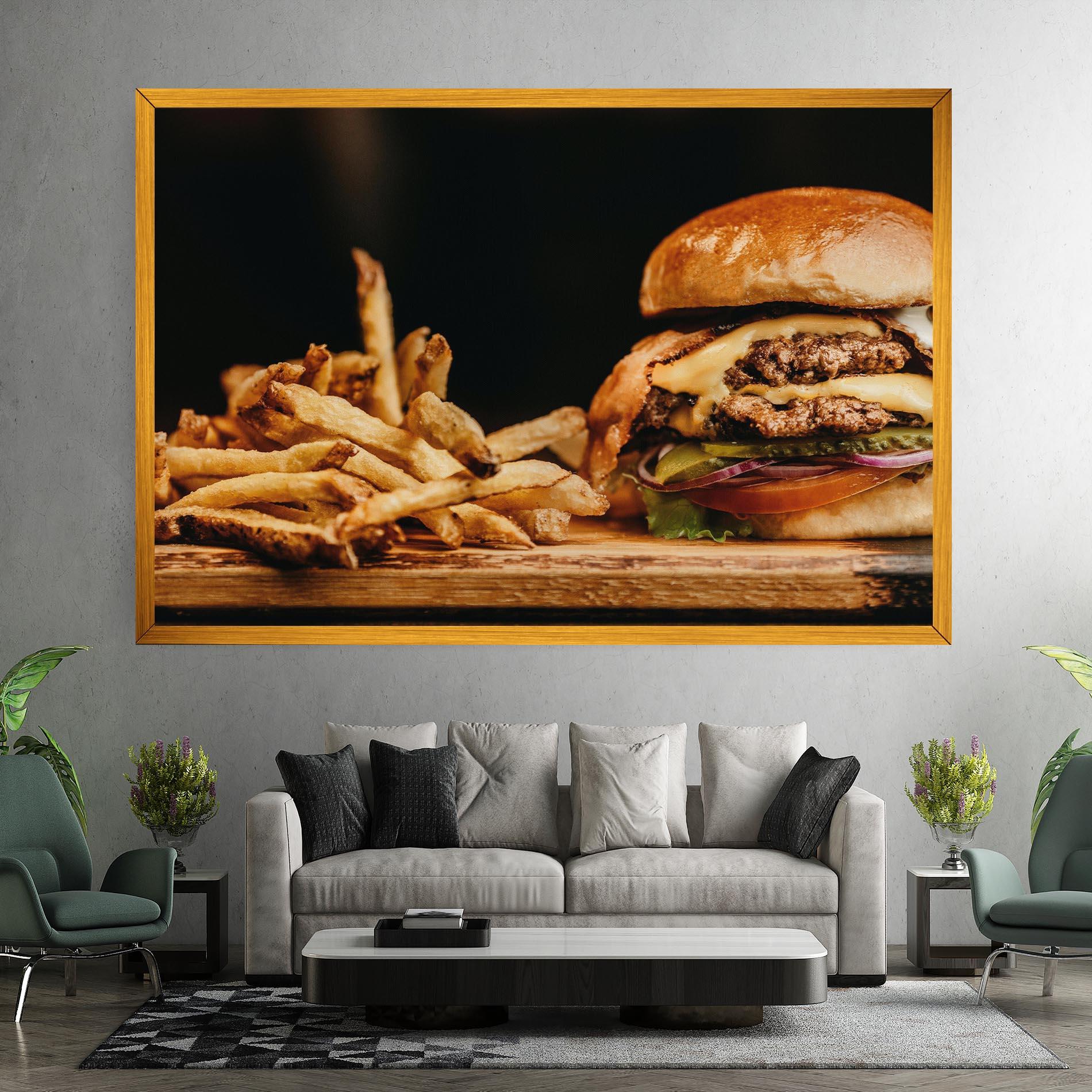 Картина на платно Hamburger With Fries mockup 7