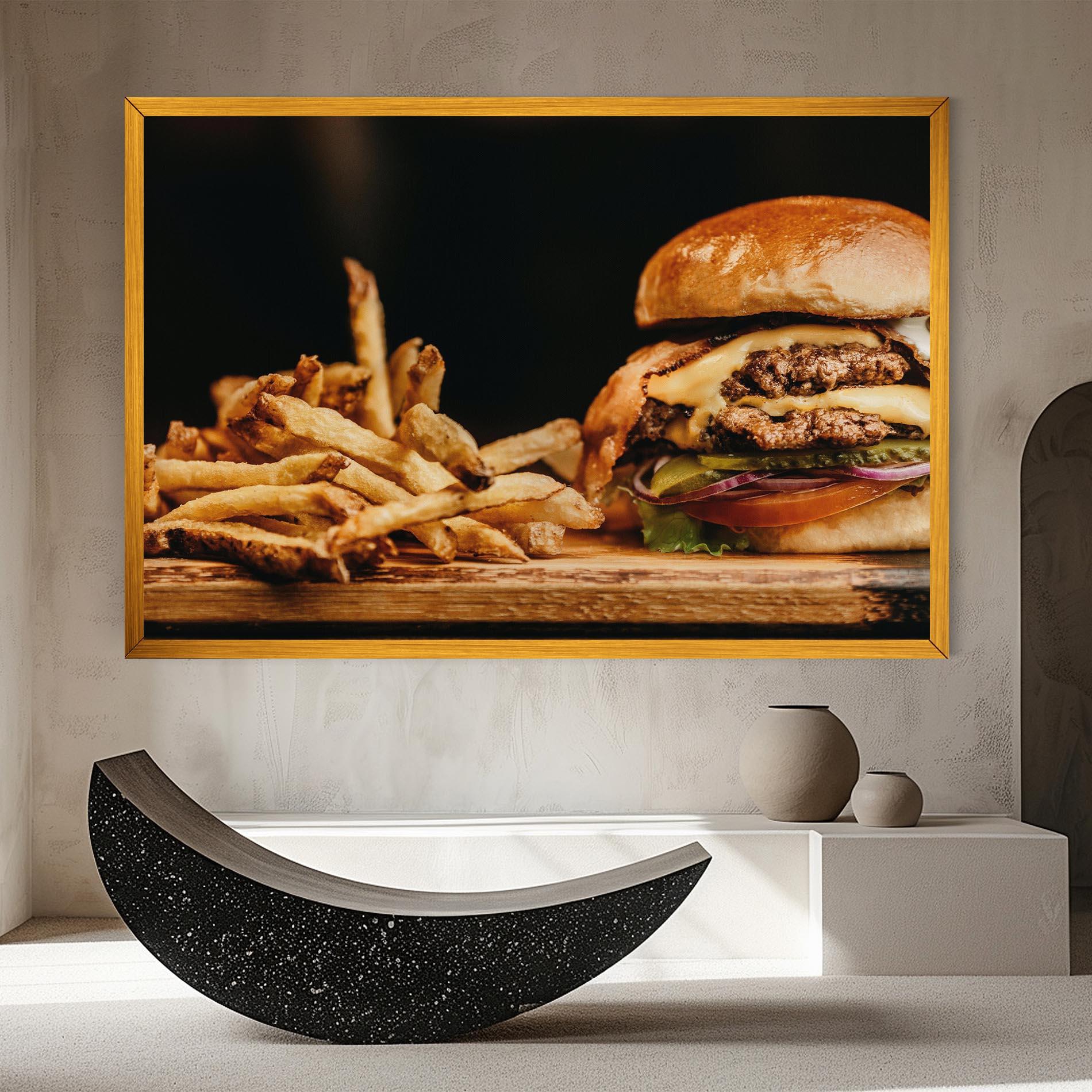 Картина на платно Hamburger With Fries mockup 8