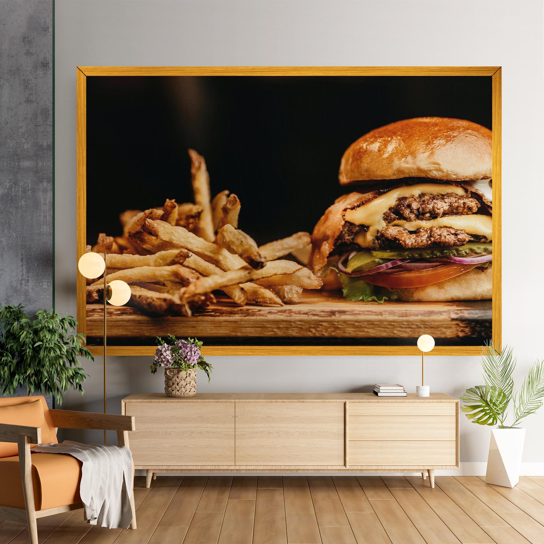 Картина на платно Hamburger With Fries mockup 9