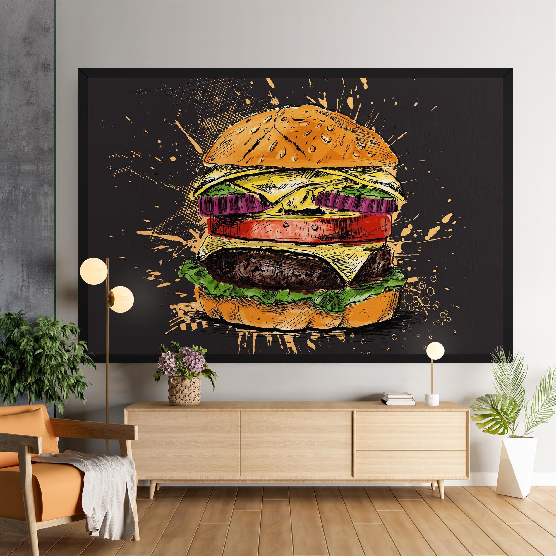 Картина на платно Burger Drawing mockup 9