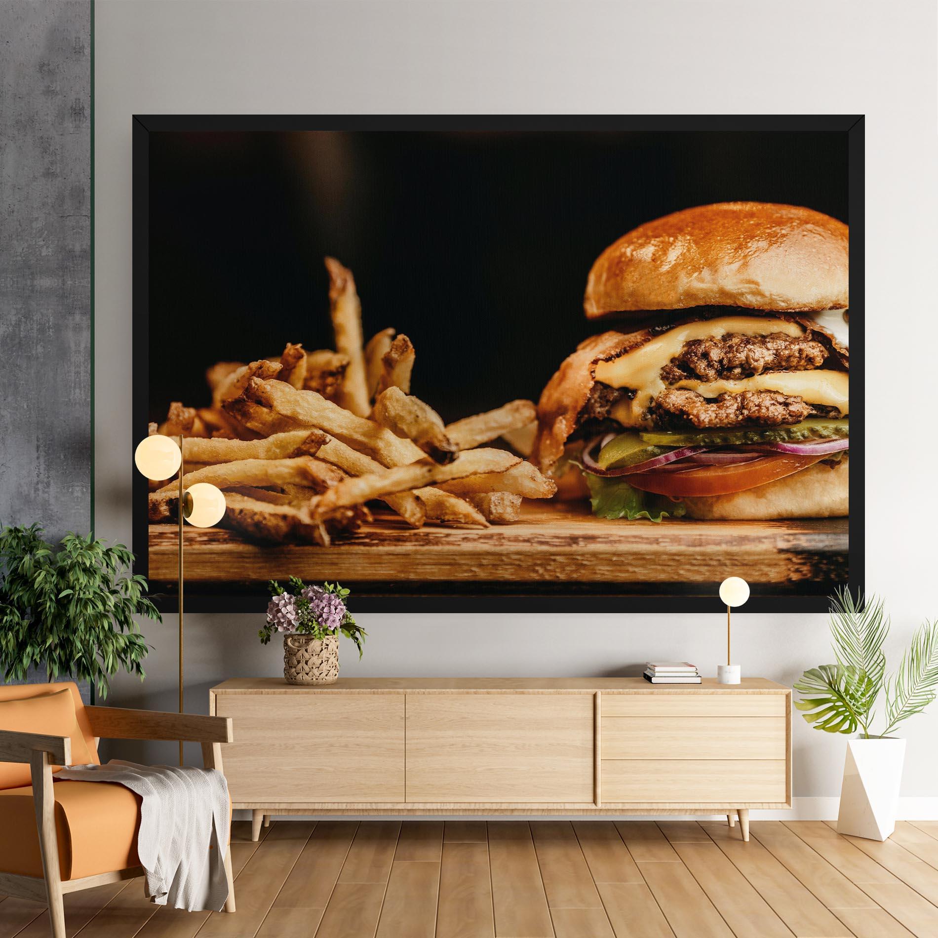 Картина на платно Hamburger With Fries mockup 9