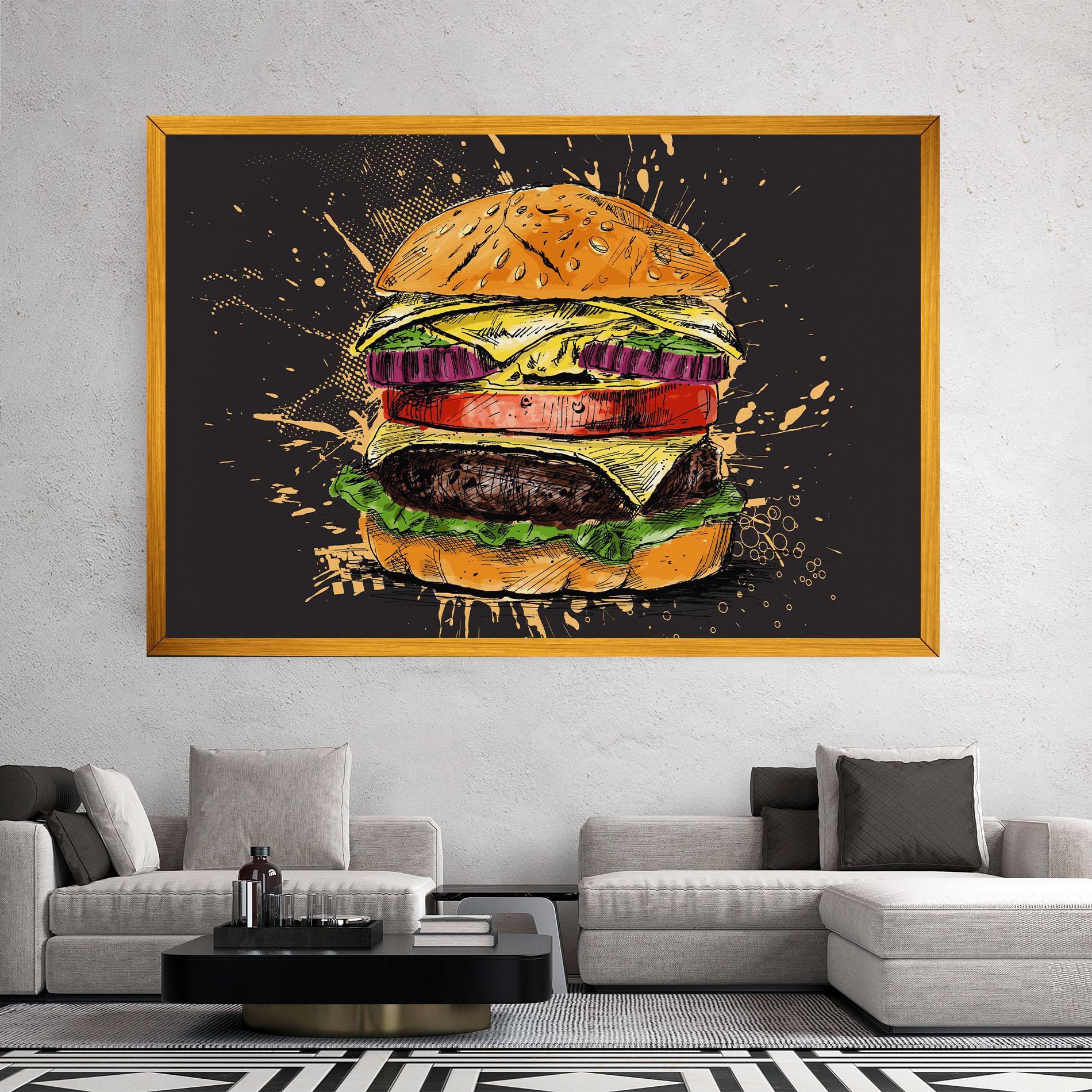 Картина на платно Burger Drawing mockup 2