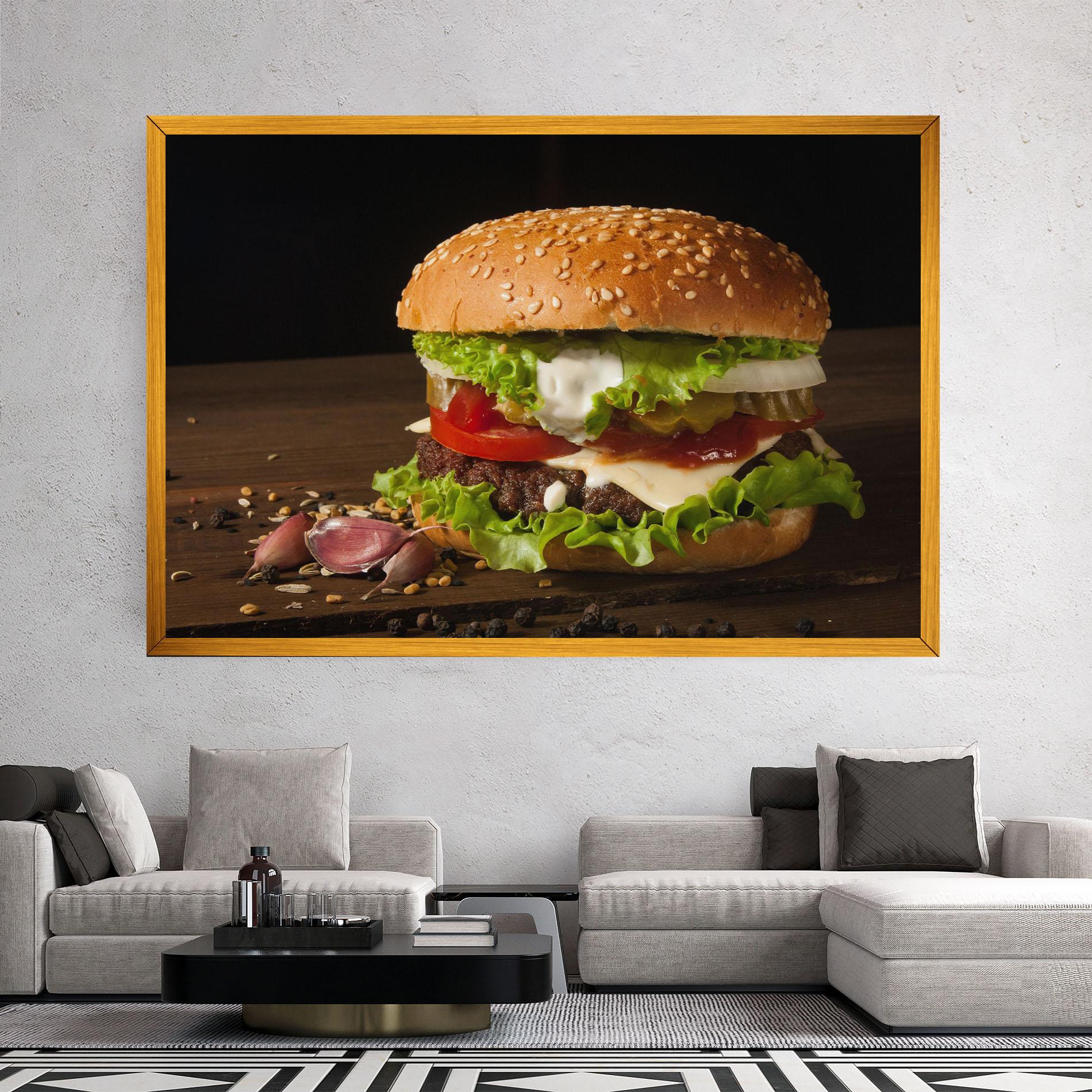 Картина на платно Delicious Hamburger mockup 2