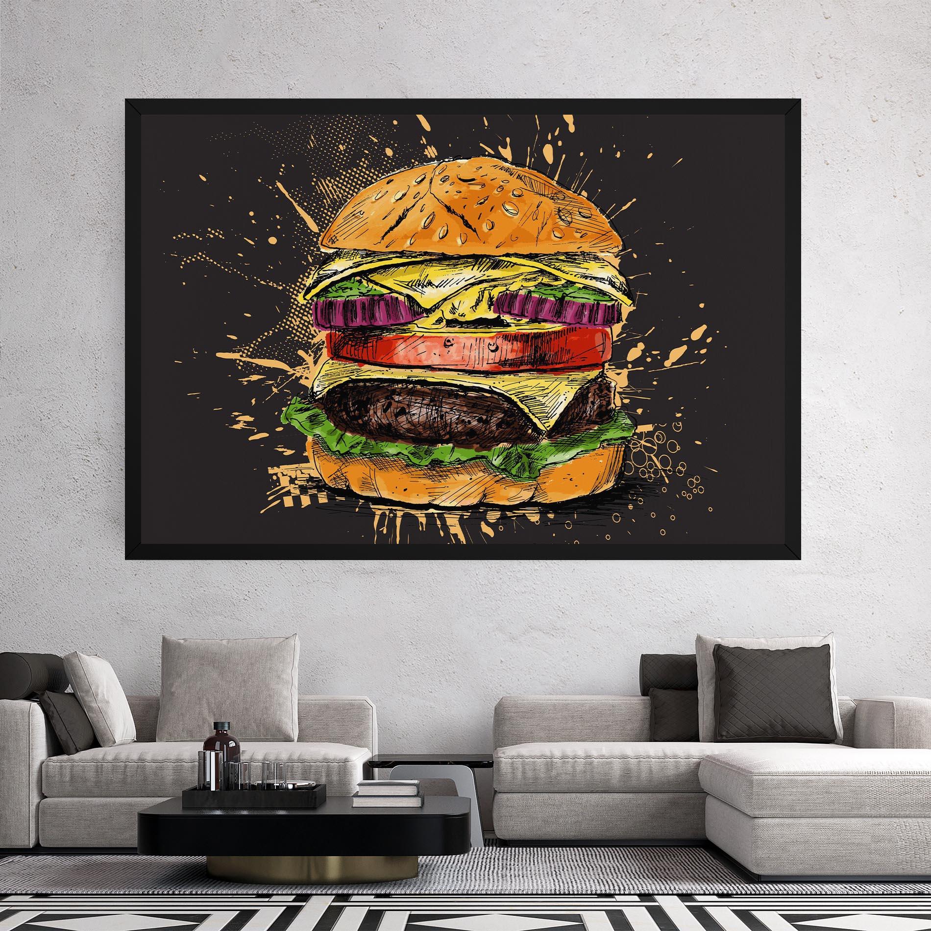 Картина на платно Burger Drawing mockup 2