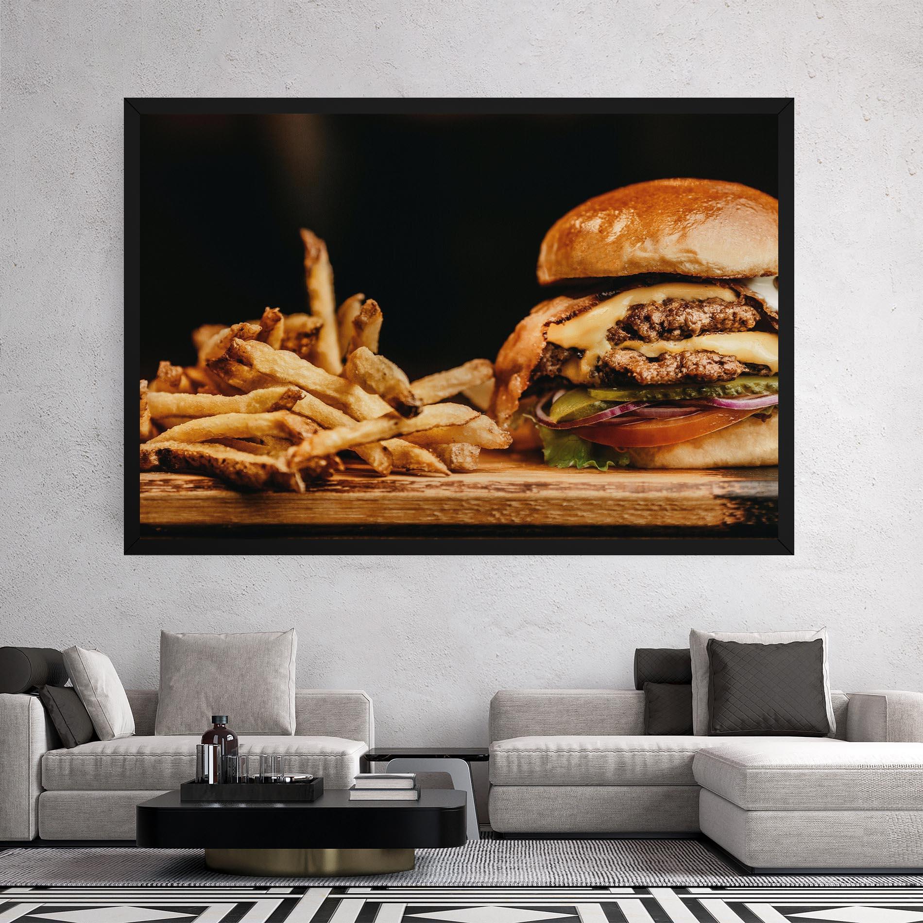 Картина на платно Hamburger With Fries mockup 2