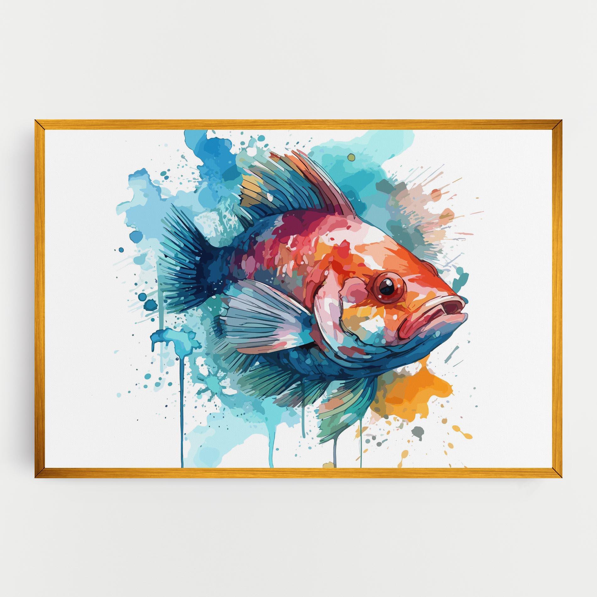 Картина на платно Watercolor Fish mockup 0