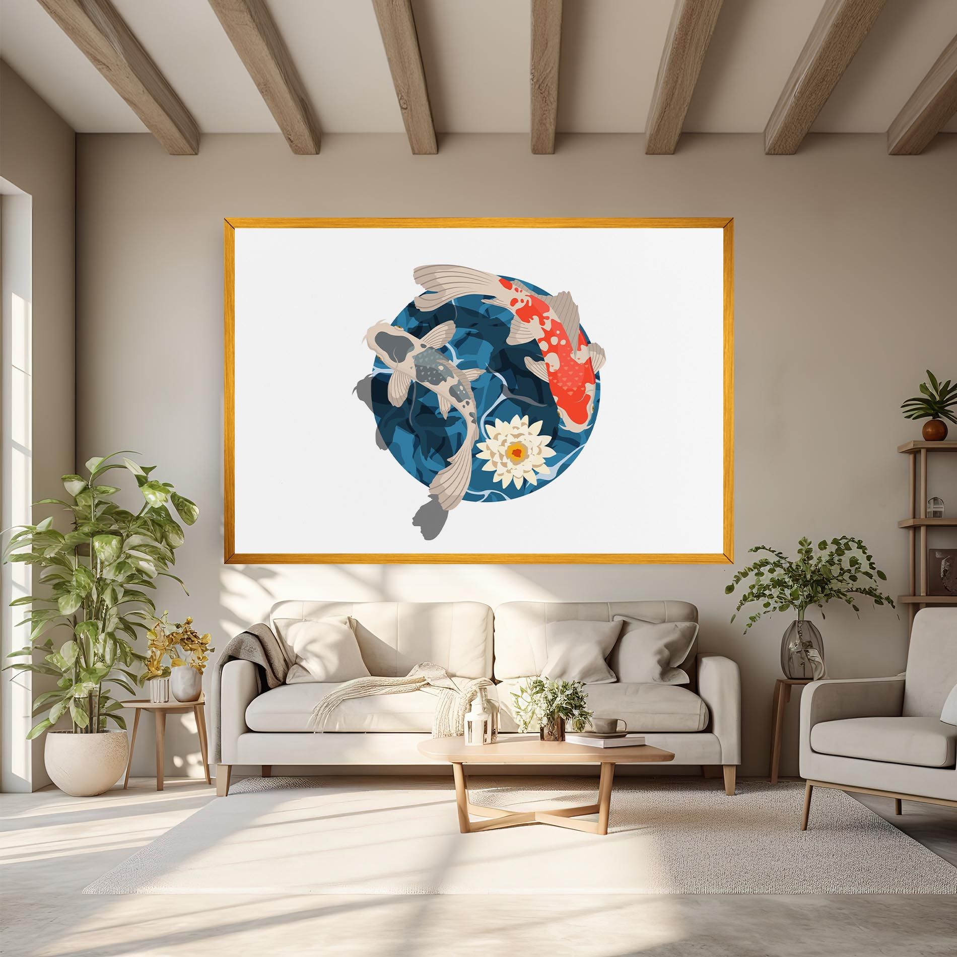 Grey Orange Koi mockup 6