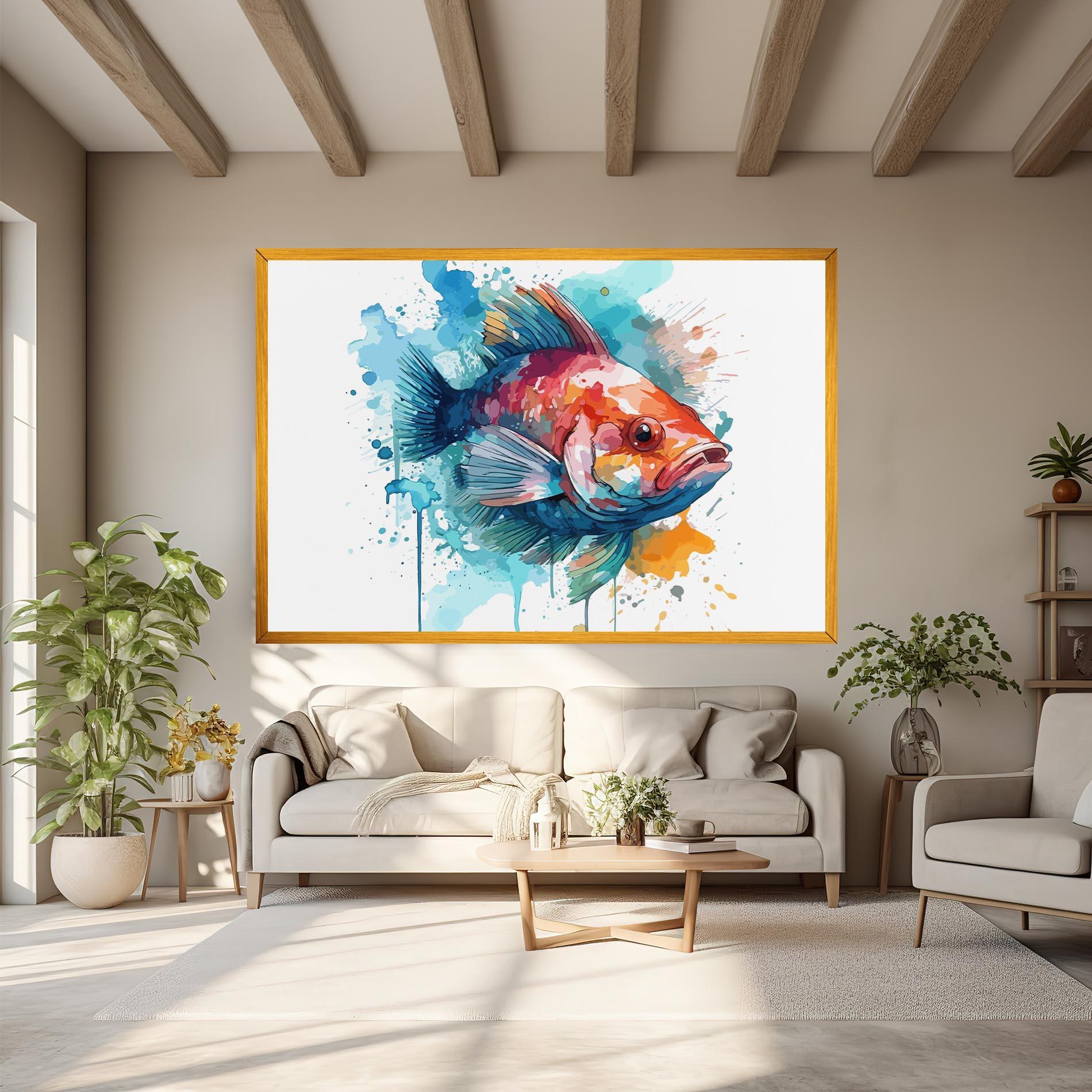 Картина на платно Watercolor Fish mockup 6