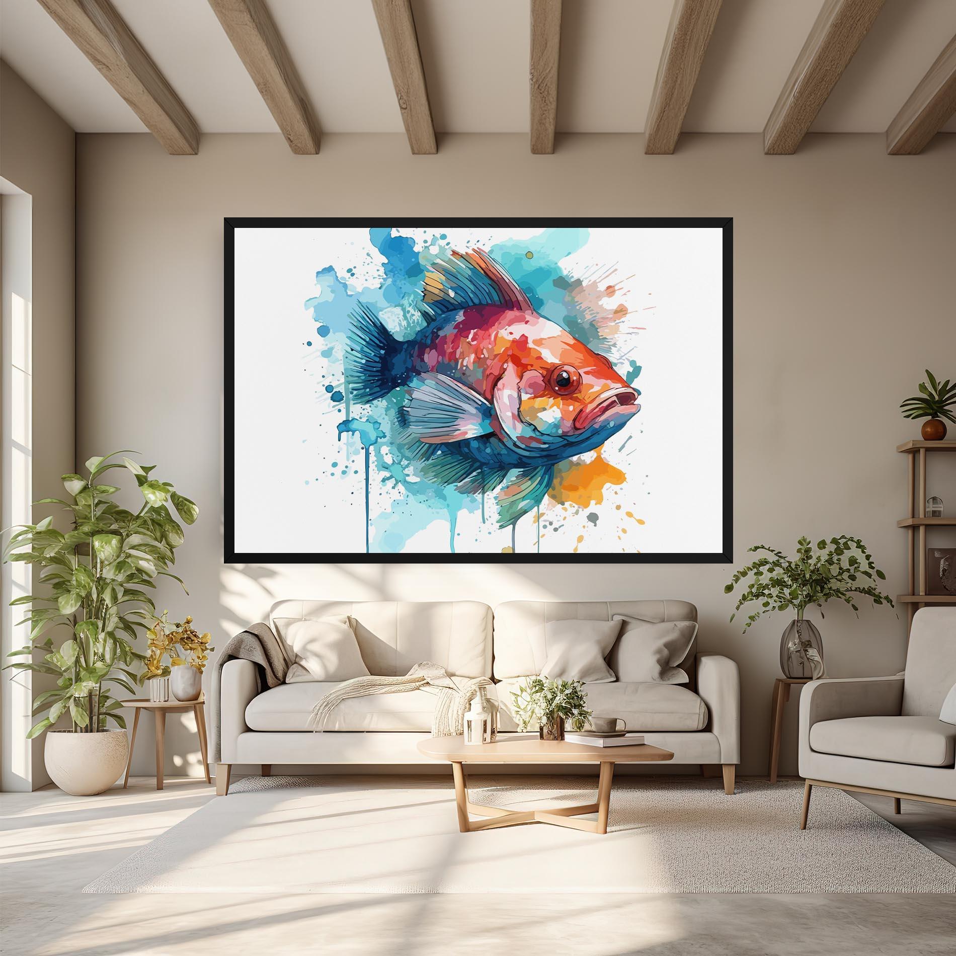 Картина на платно Watercolor Fish mockup 6