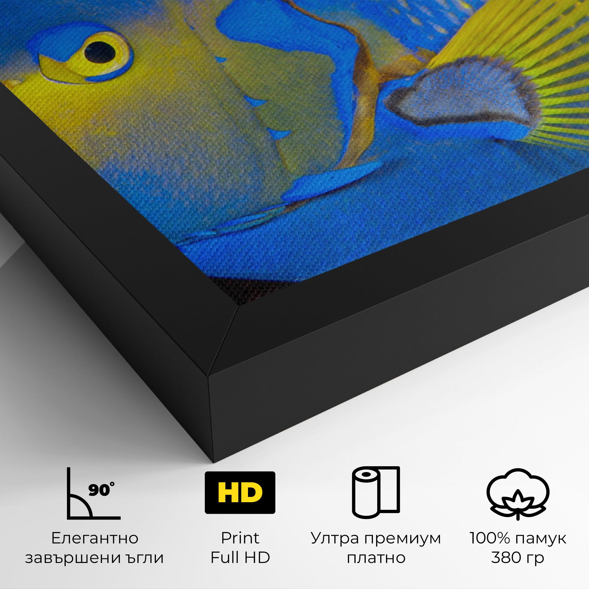 Картина на платно Blue Yellow Fish mockup 4