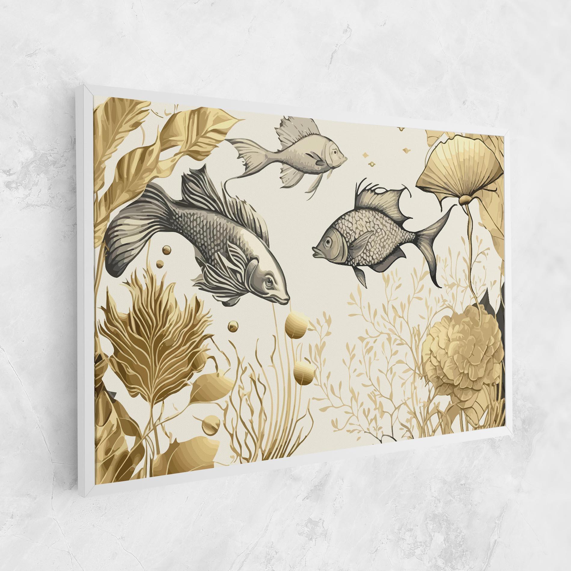 Картина на платно Grey Gold Fish mockup 1