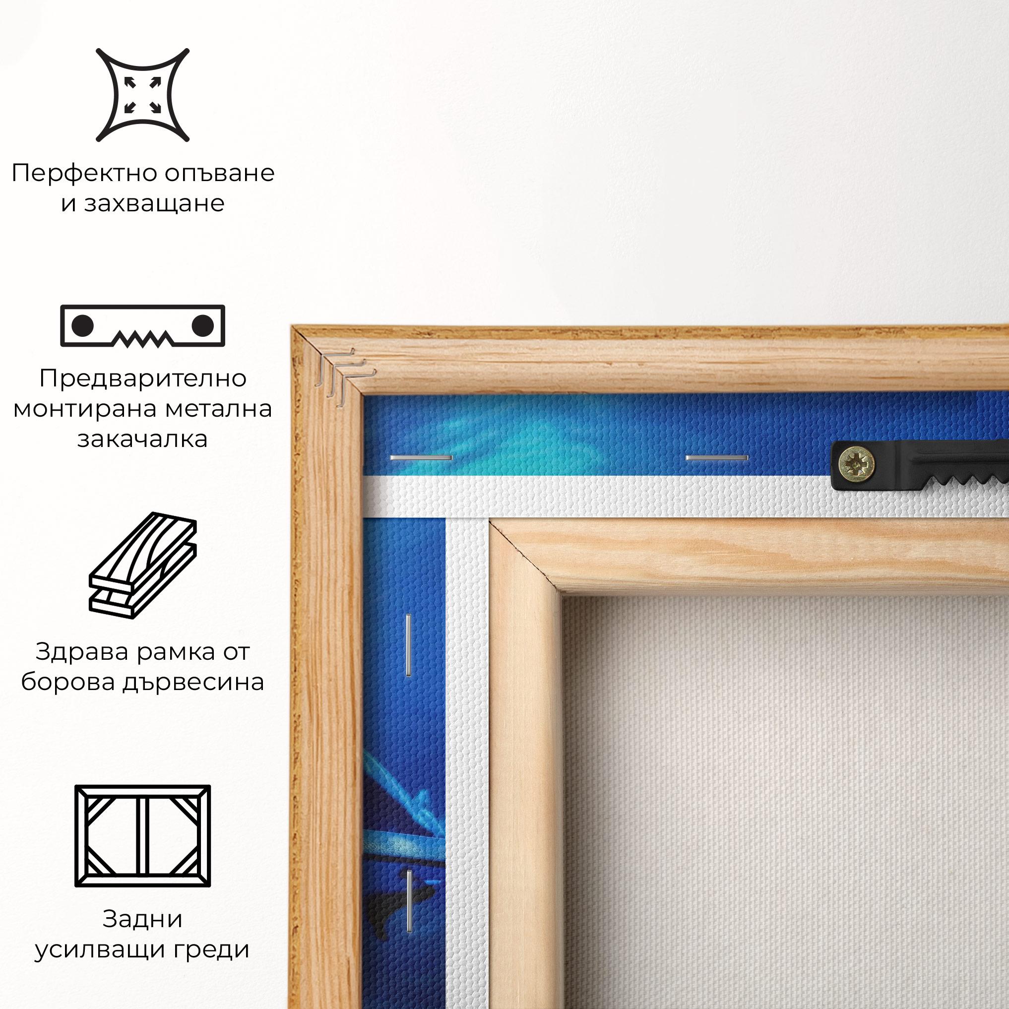 Картина на платно Blue Light Shark mockup 5