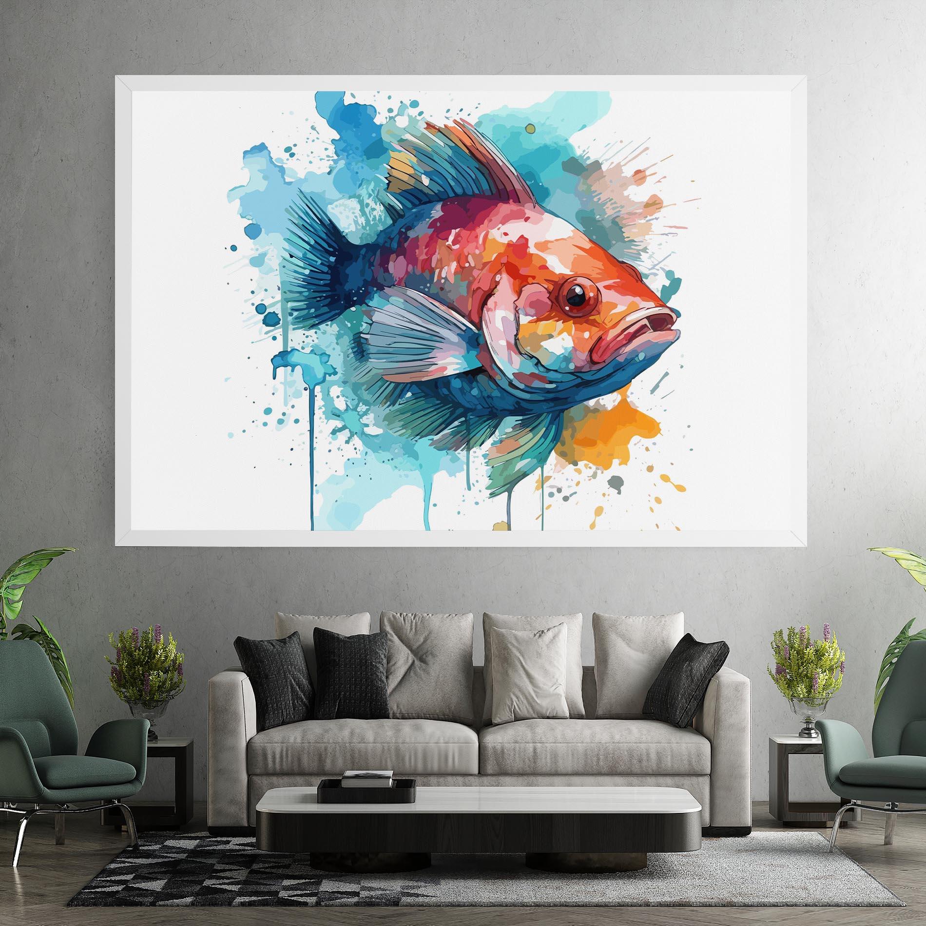 Картина на платно Watercolor Fish mockup 7