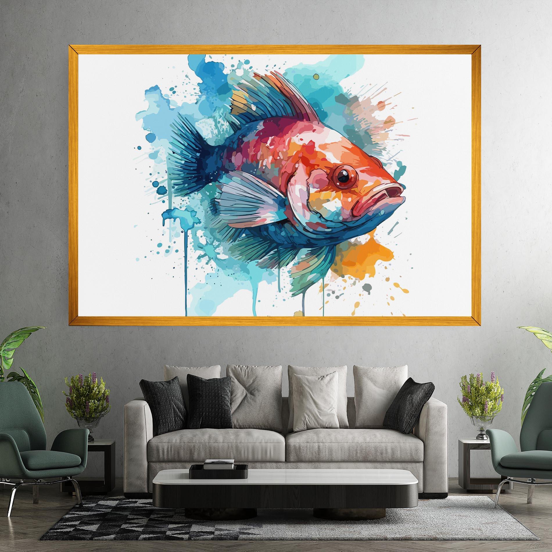 Картина на платно Watercolor Fish mockup 7
