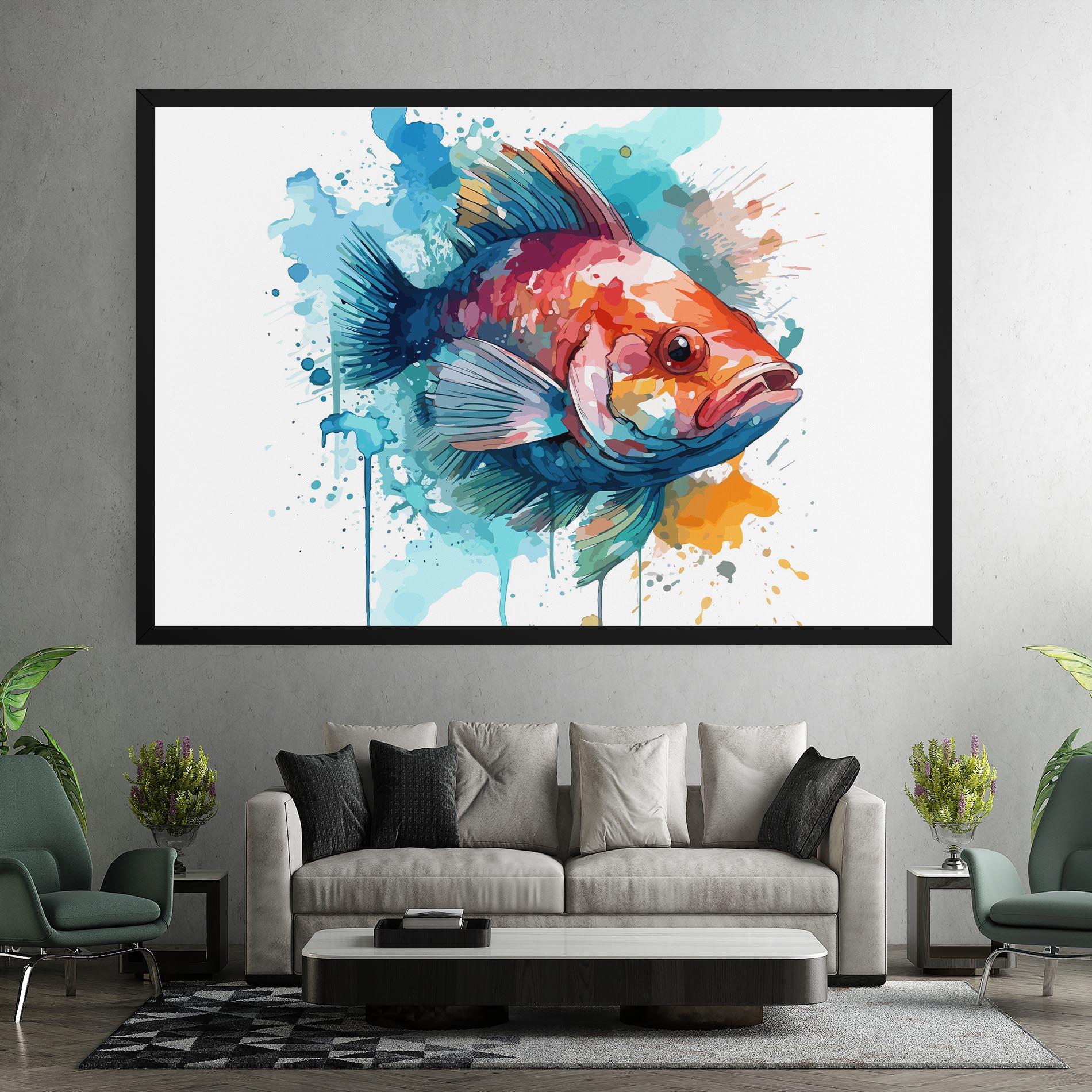 Картина на платно Watercolor Fish mockup 7