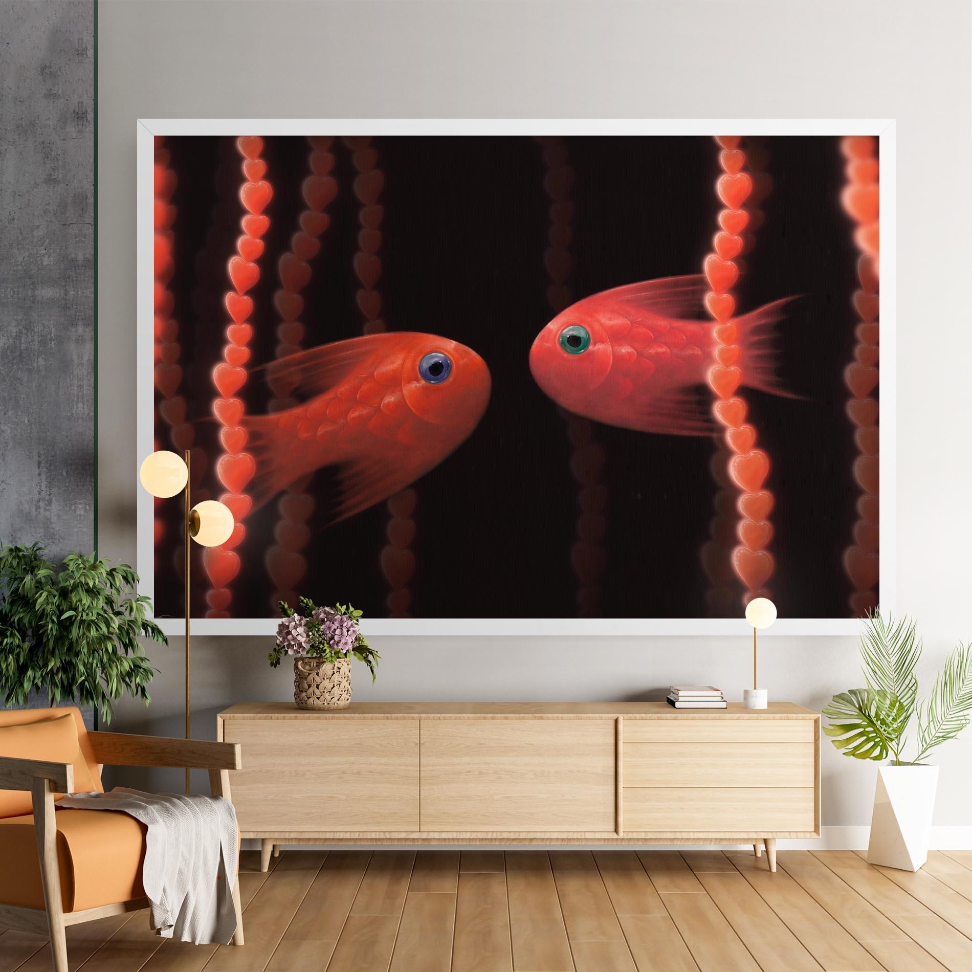 Картина на платно Orange Fish Heart mockup 9