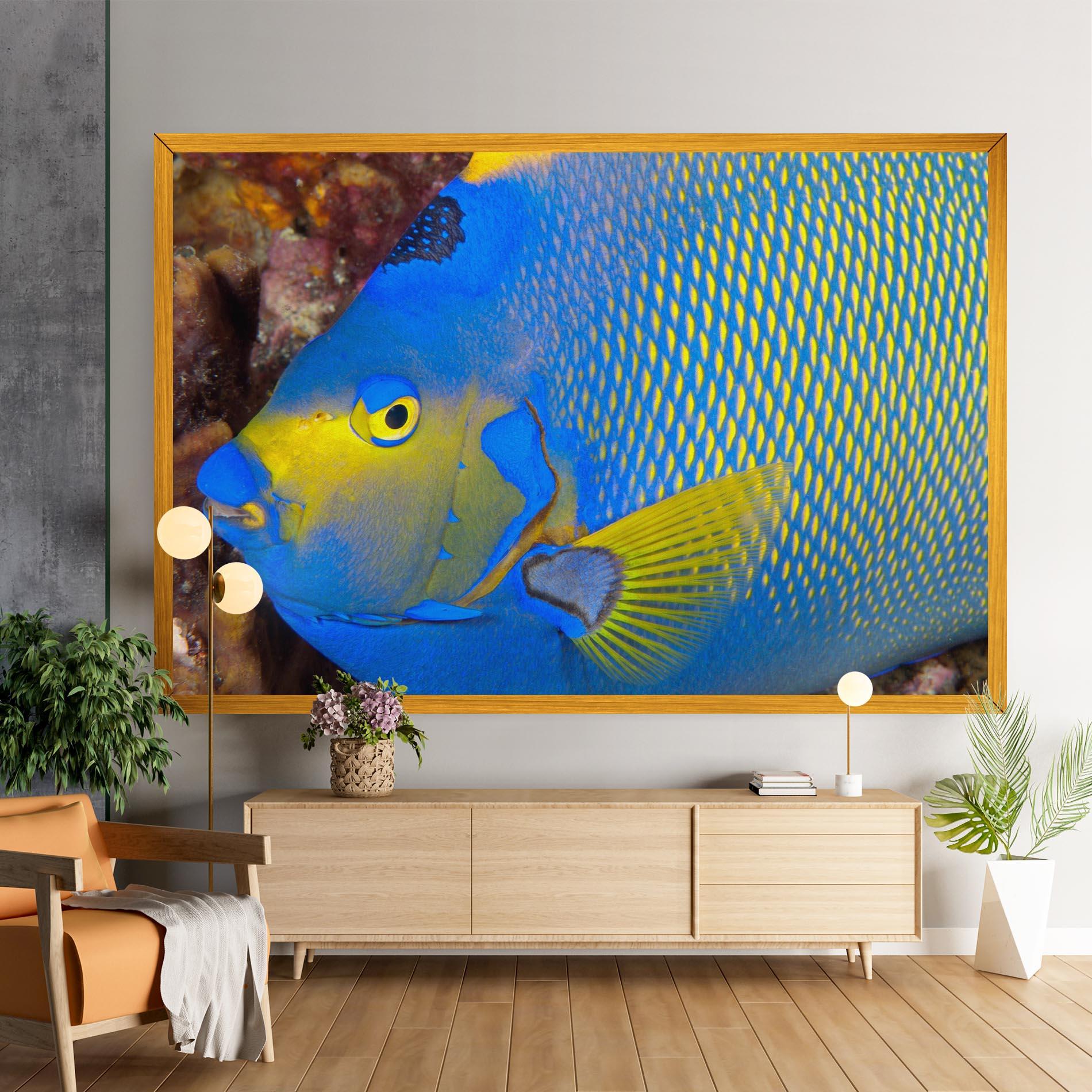 Картина на платно Blue Yellow Fish mockup 9