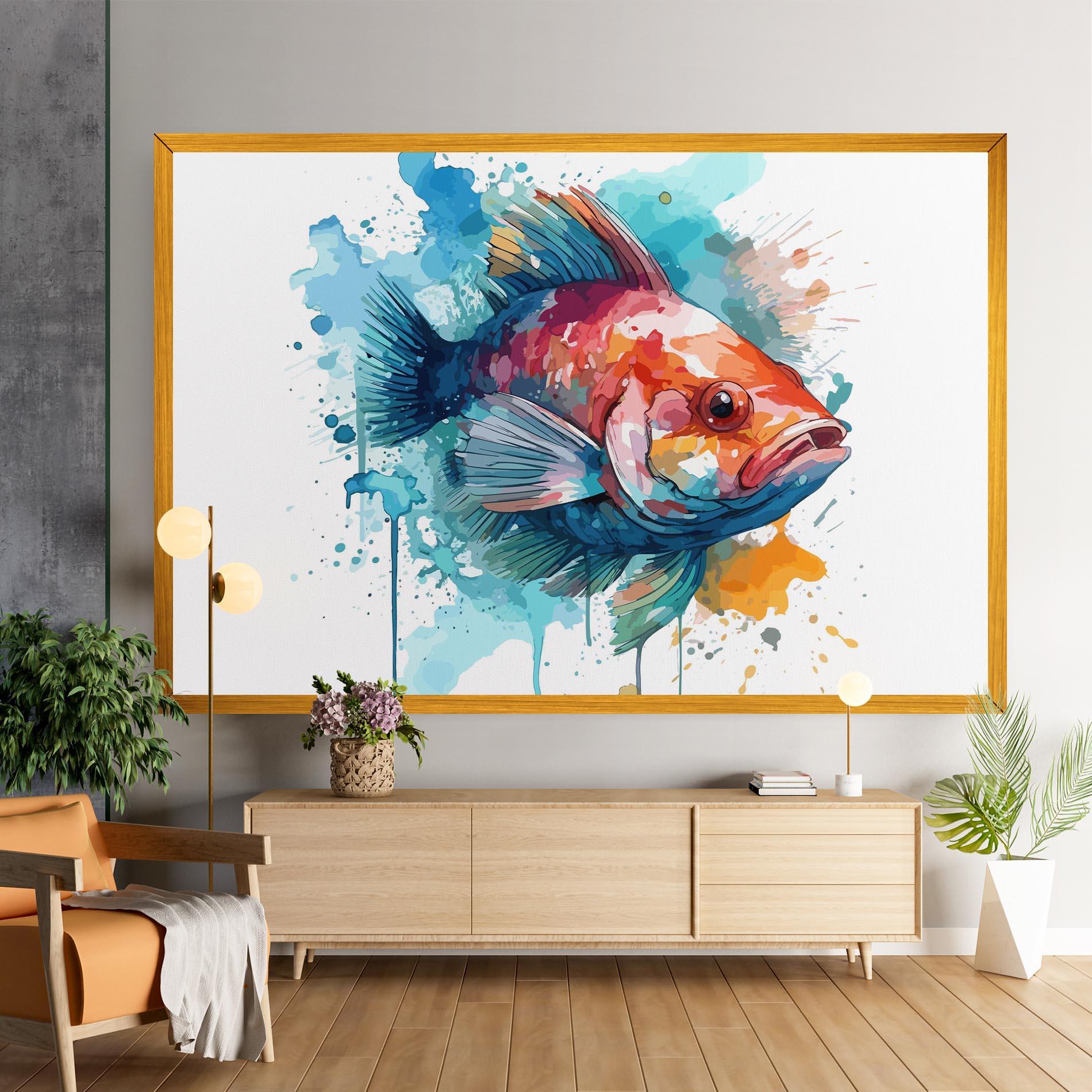Картина на платно Watercolor Fish mockup 9