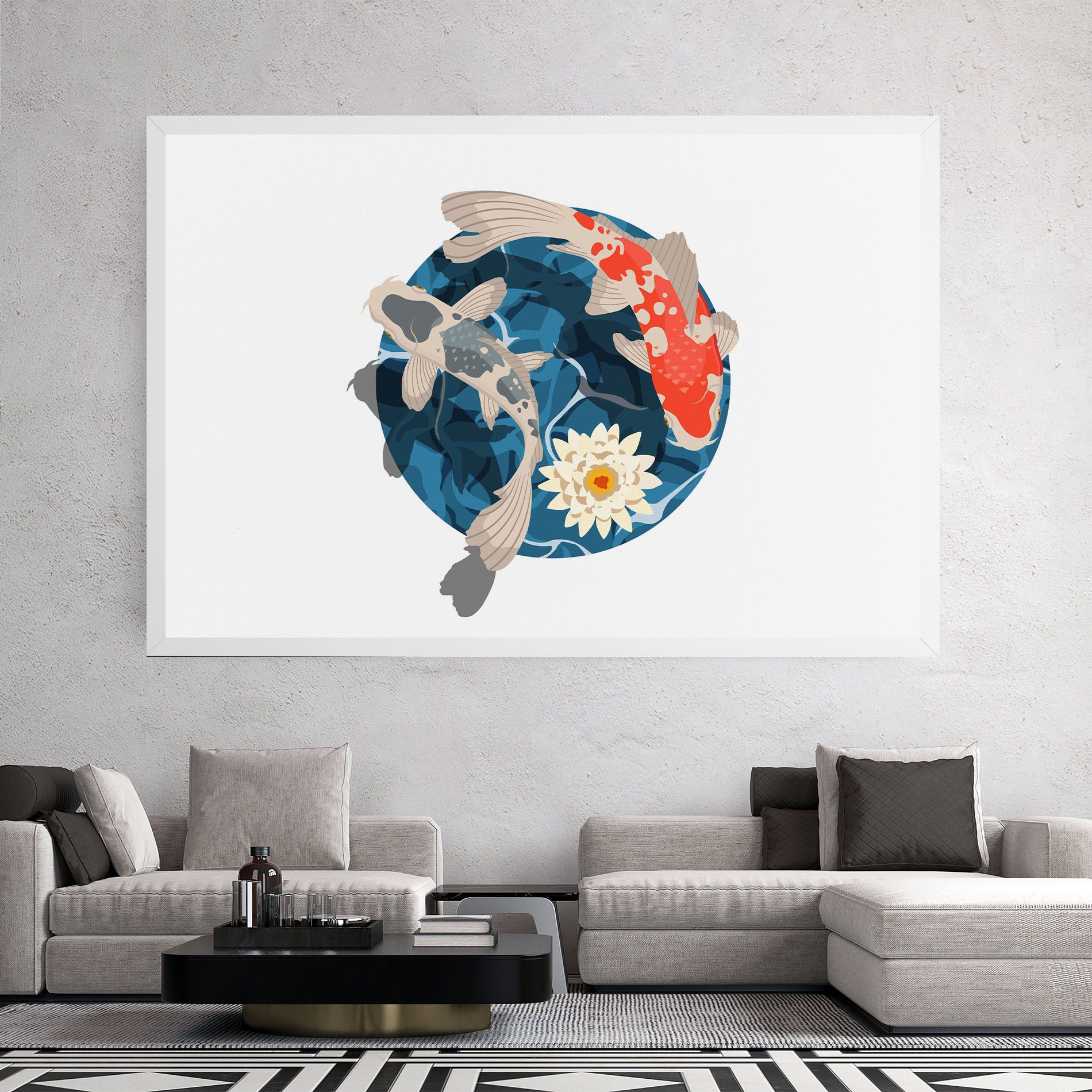 Grey Orange Koi mockup 2