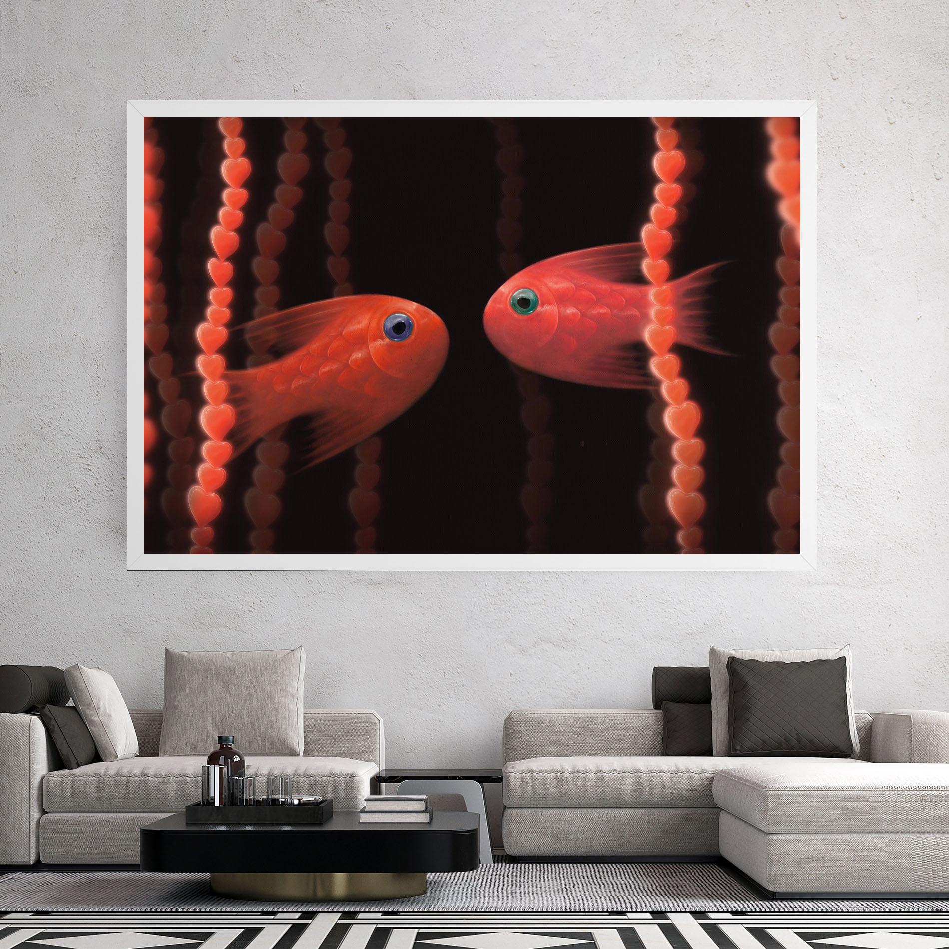 Картина на платно Orange Fish Heart mockup 2