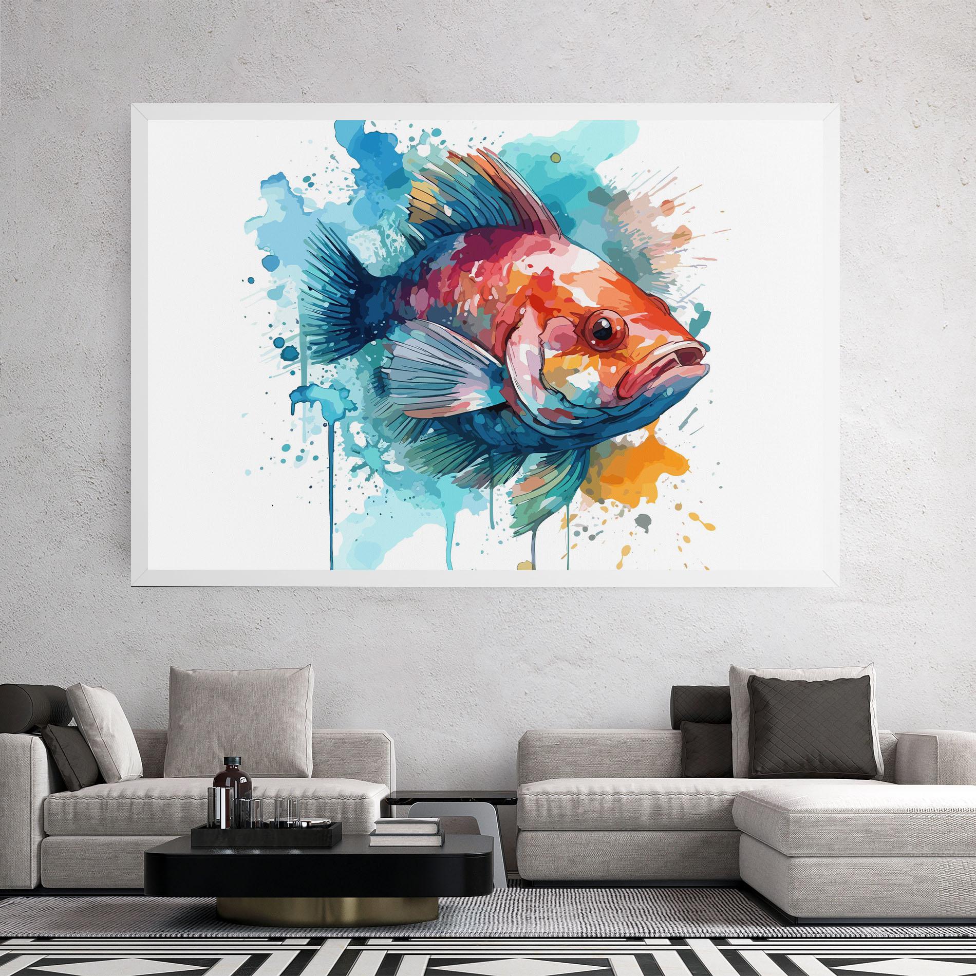 Картина на платно Watercolor Fish mockup 2