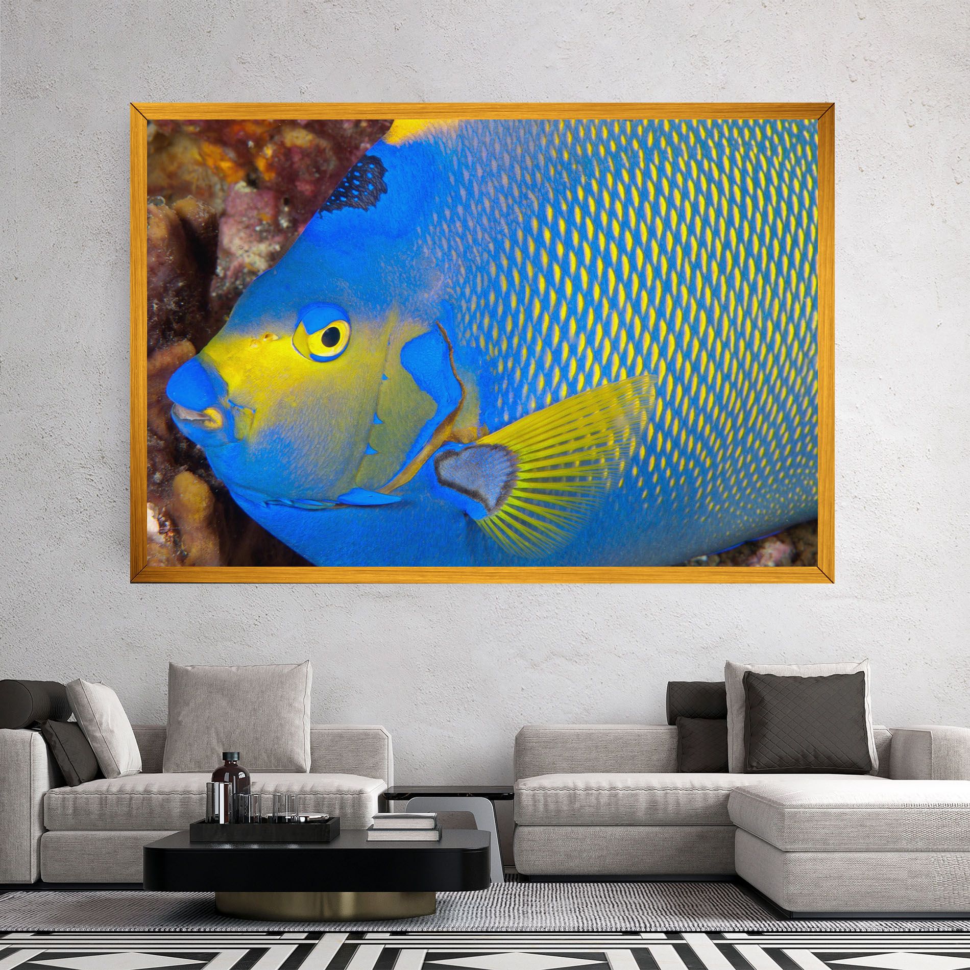 Blue Yellow Fish mockup 2