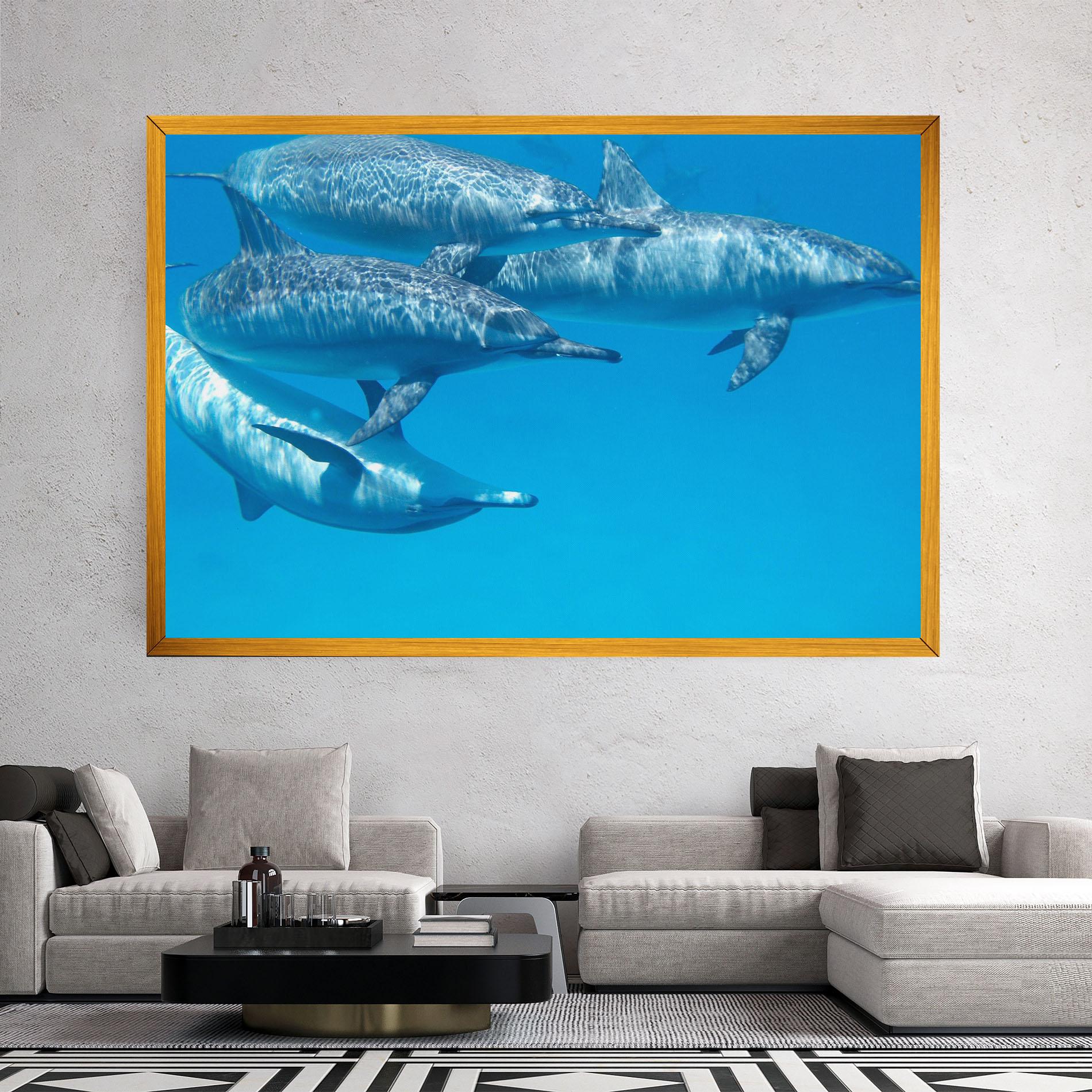Картина на платно Family Of Dolphins mockup 2