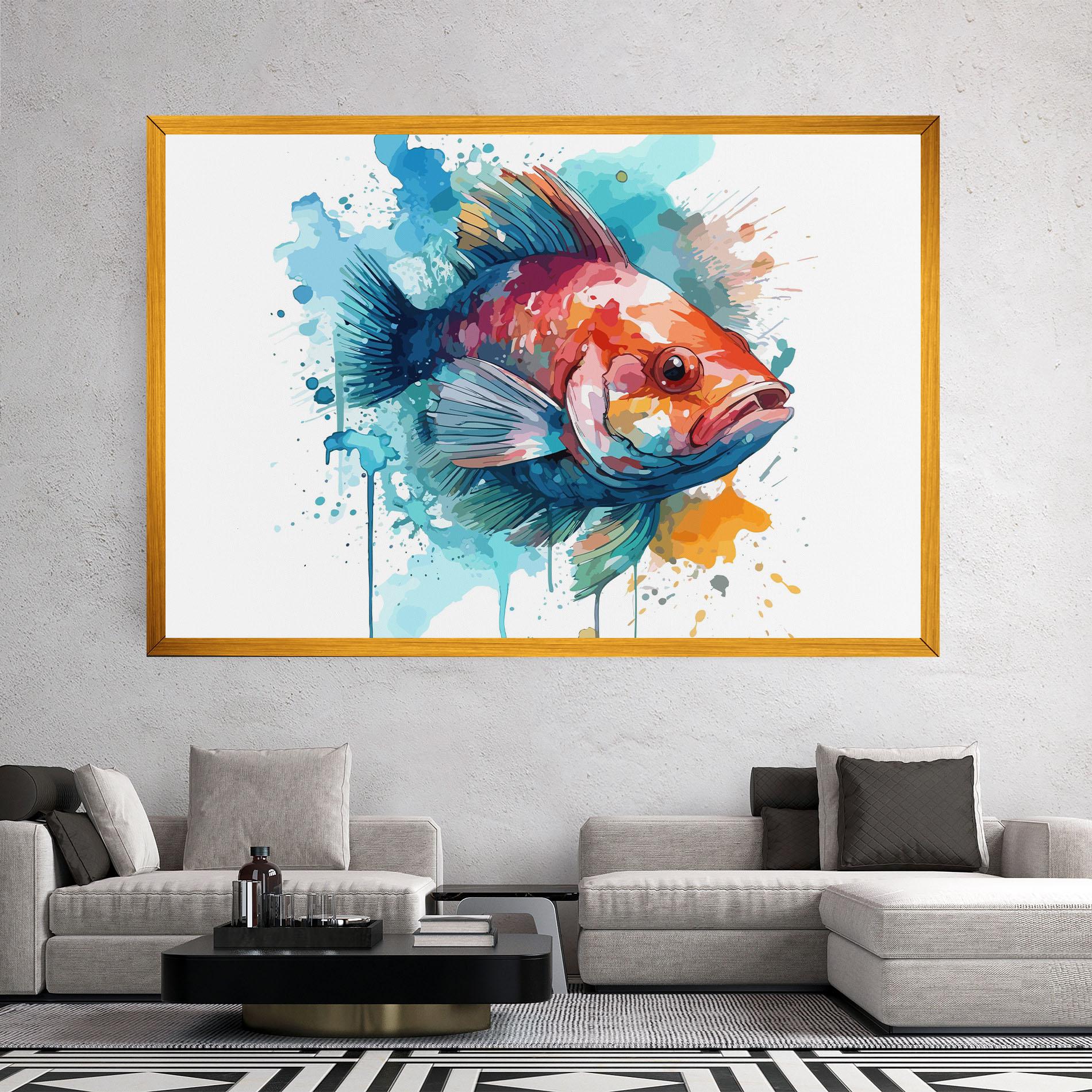 Картина на платно Watercolor Fish mockup 2