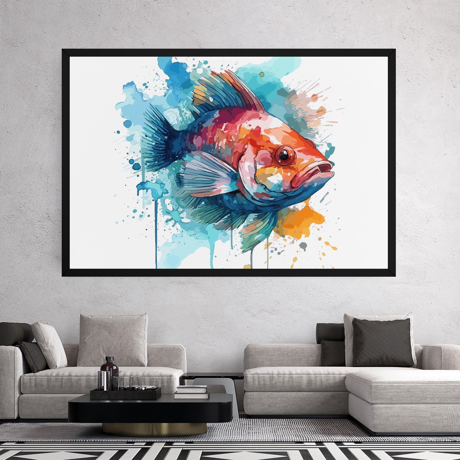 Картина на платно Watercolor Fish mockup 2