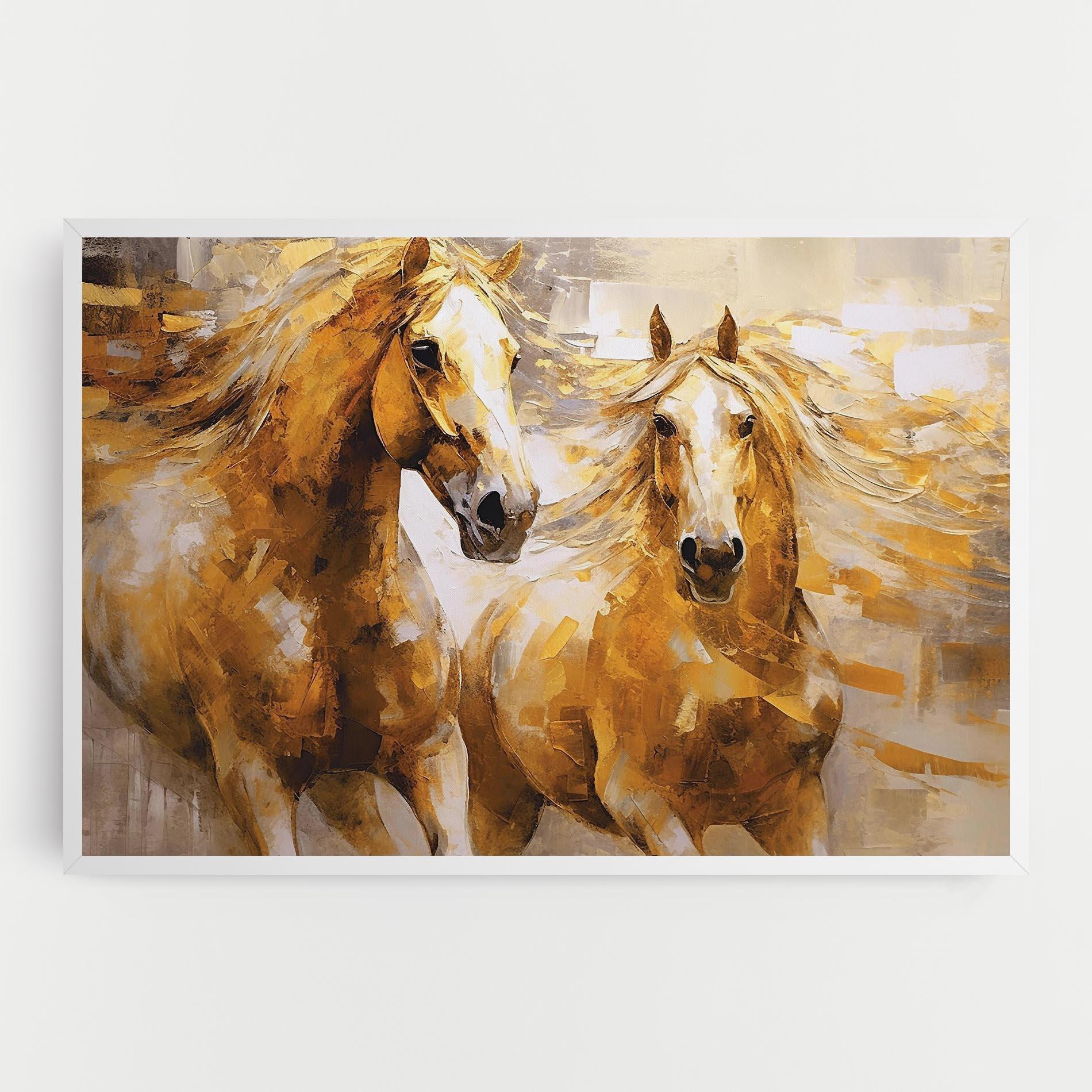 Картина на платно Golden Brown Horses mockup 0