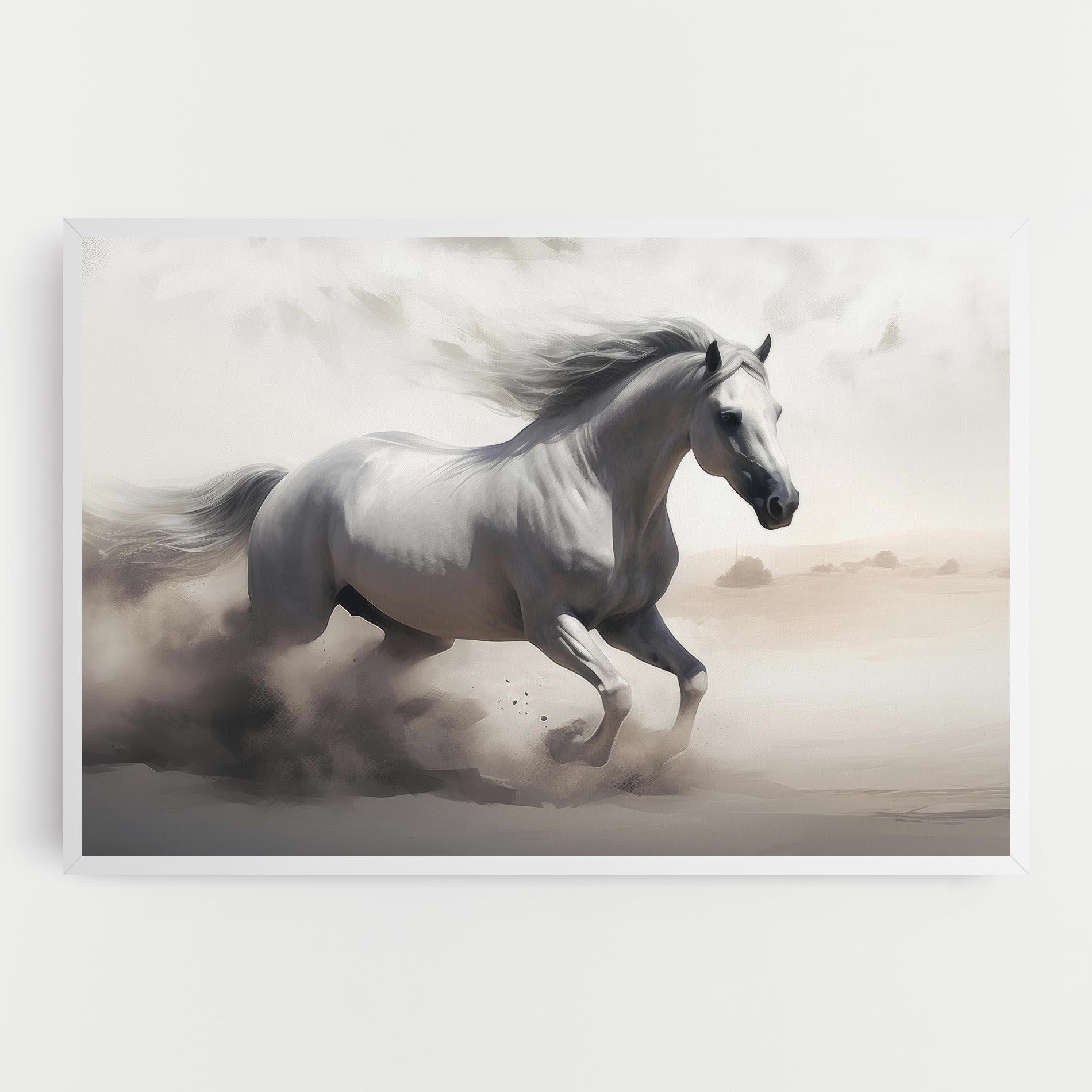 Картина на платно Light Grey Horse Galloping mockup 0