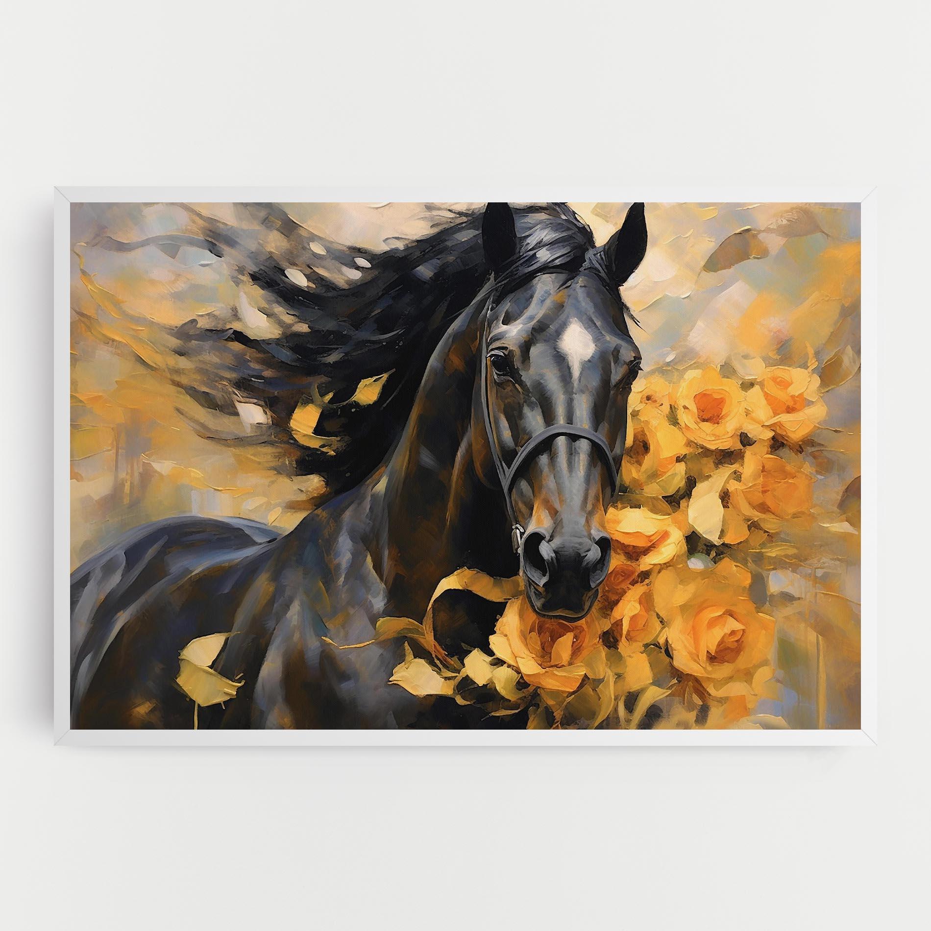 Картина на платно Yellow Roses Horse mockup 0