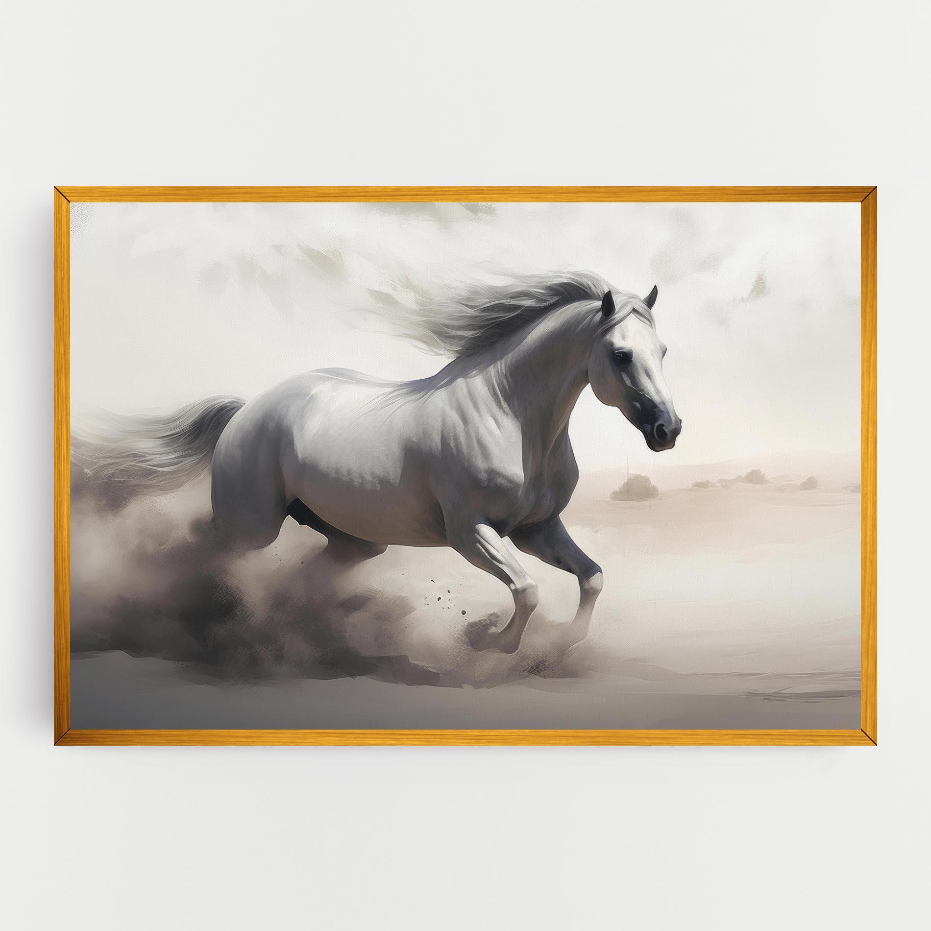 Картина на платно Light Grey Horse Galloping mockup 0